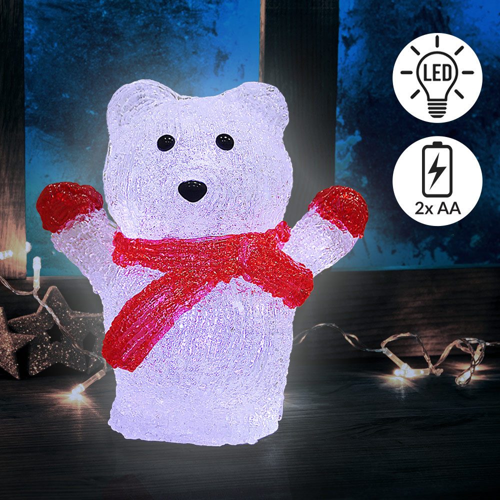 Deuba Dekofigur, Acryl Figur mit LED Weihnachtsmann 18x14x9cm Batterie Weihnachtsdeko