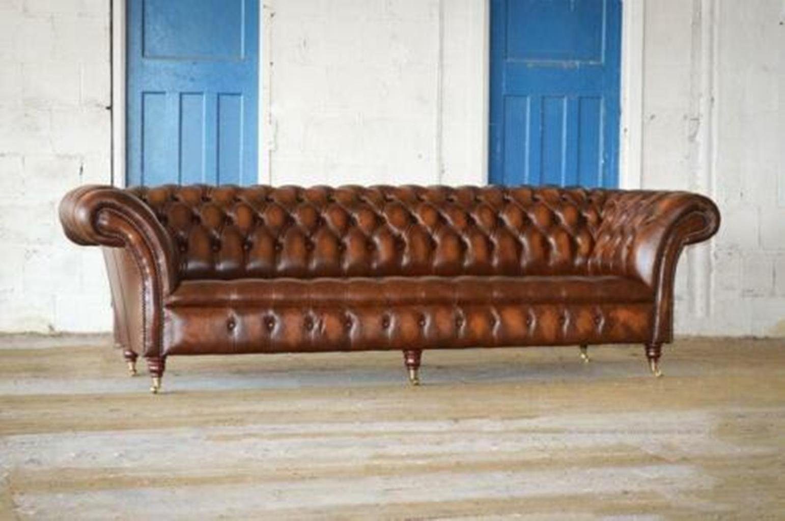 JVmoebel Chesterfield-Sofa, Braune Chesterfield Couch Sofa Polster 4 Sitzer Couchen Sitz Garnitur | Chesterfield-Sofas