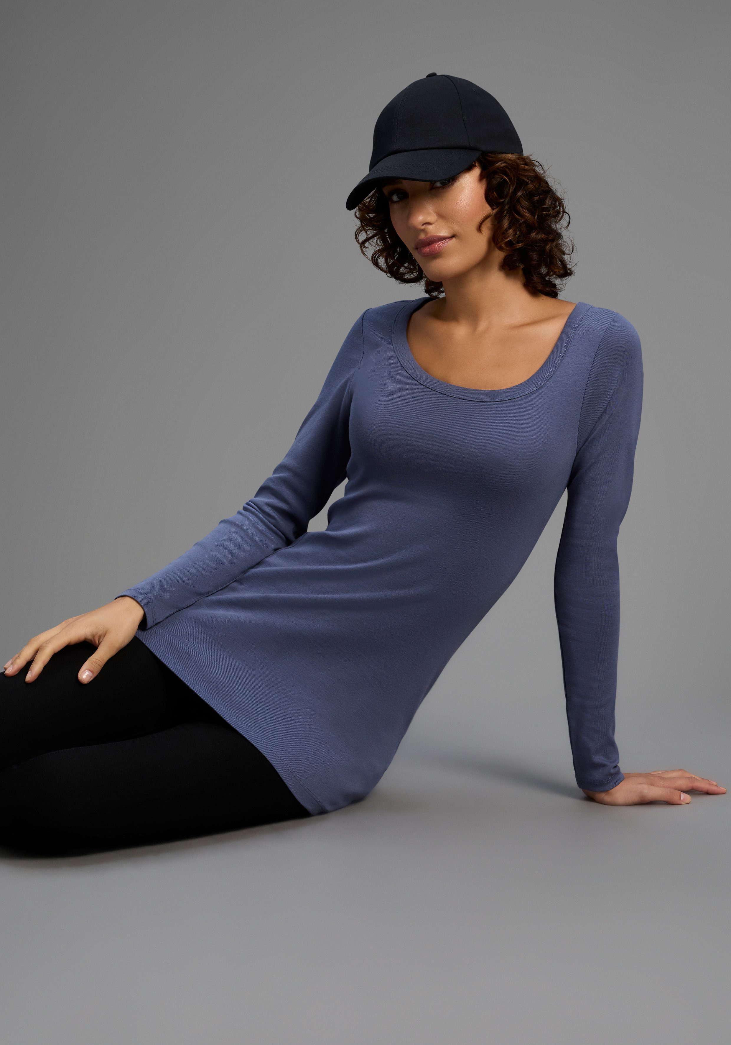 Flashlights Langarmshirt (2er-Pack) sehr figurbetonter Schnitt, Rundhalsausschnitt, aus 100% Baumwolle