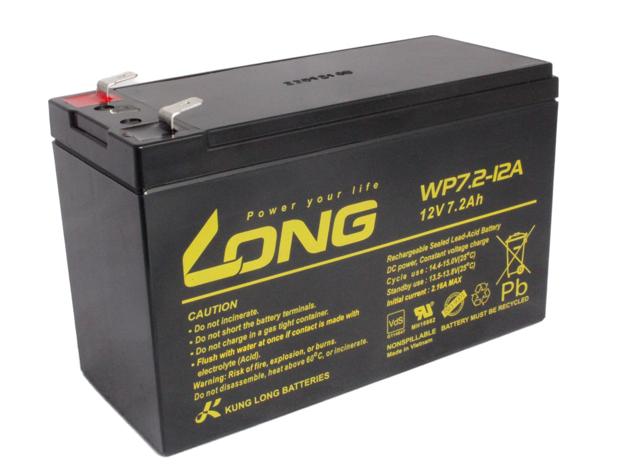 7,2Ah ersetzt Long 12V wartungsfrei LC-R127R2PG Bleiakkus Batterie Kung AGM