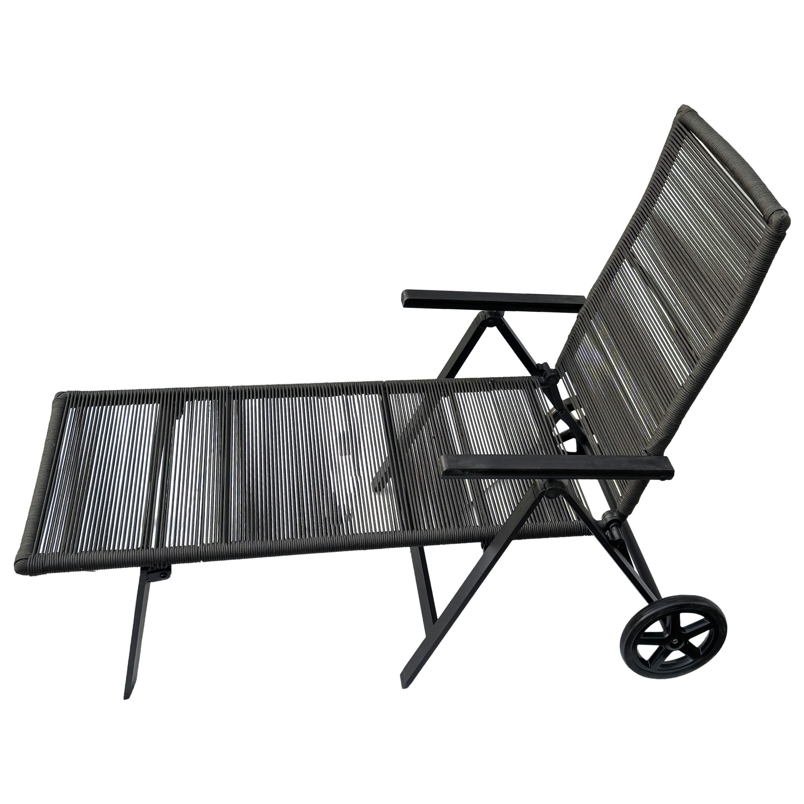 belavi Rollliege Gartenliege im Rope-Design, robuste Bespannung, ca. 197 x 76 x 41 cm, max. ca. 120 kg, klappbar, Sonnenliege 7-fach verstellbar