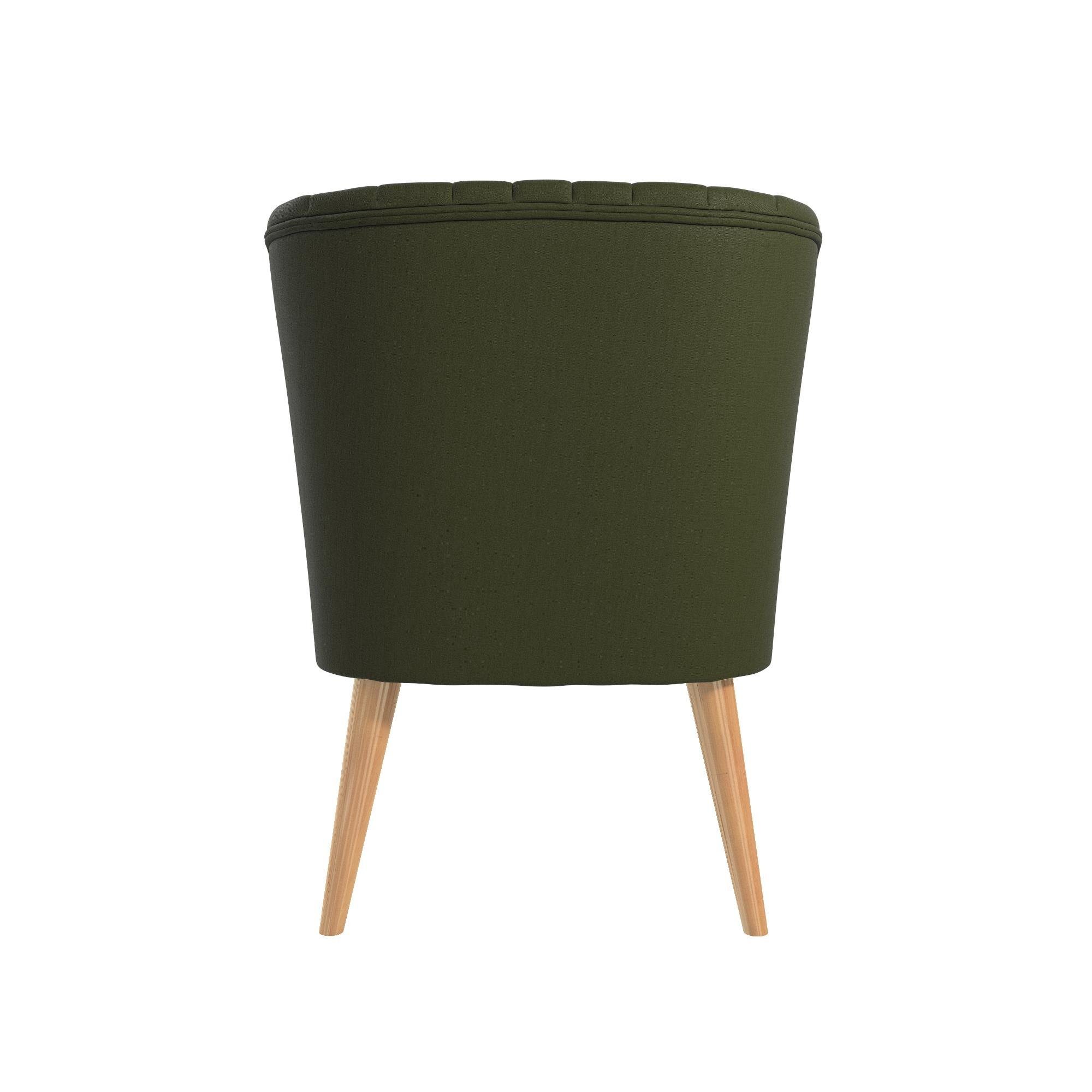 Leinenstoff, cm Holzbeine, grün aus St), Brittany Polsterstuhl Bezug Sitzhöhe (1 48 loft24