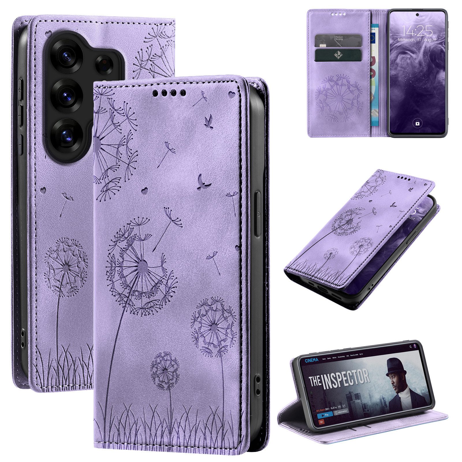 Tec-Expert Handyhülle Handy Hülle Klapphülle für Samsung Galaxy S26 Ultra, Blumen Pusteblume Case Cover mit Kartenfächern und RFID Schutz