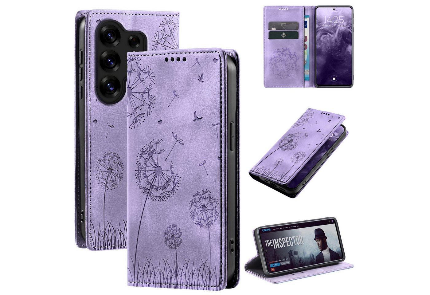 Tec-Expert Handyhülle Handy Hülle Klapphülle für Samsung Galaxy S26 Ultra, Blumen Pusteblume Case Cover mit Kartenfächern und RFID Schutz