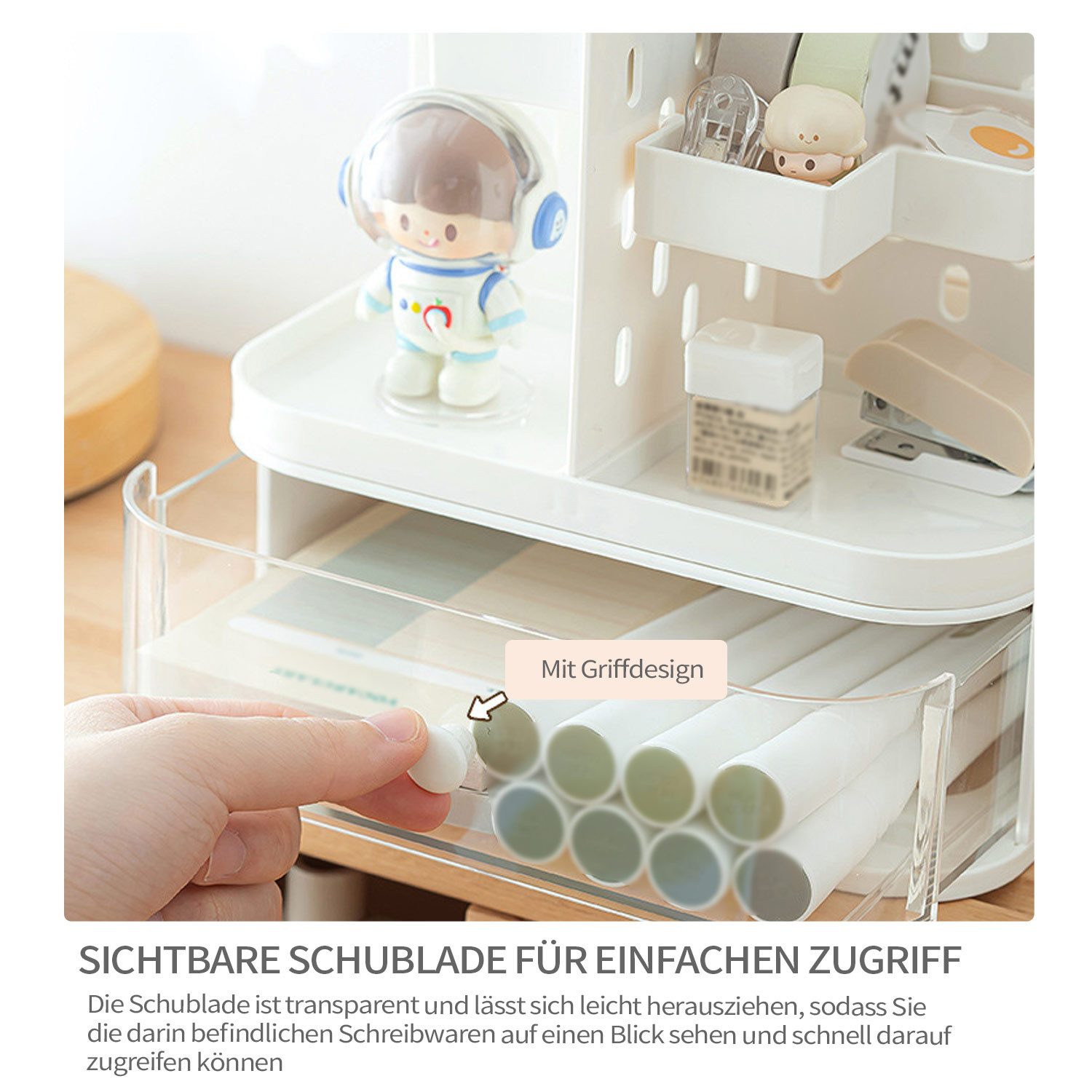 Refttenw Organizer Schreibtisch Organizer, 360° Drehbar Multifunktional Aufbewahrungsbox, Schreibtischorganizer für Büro Zuhause Schule