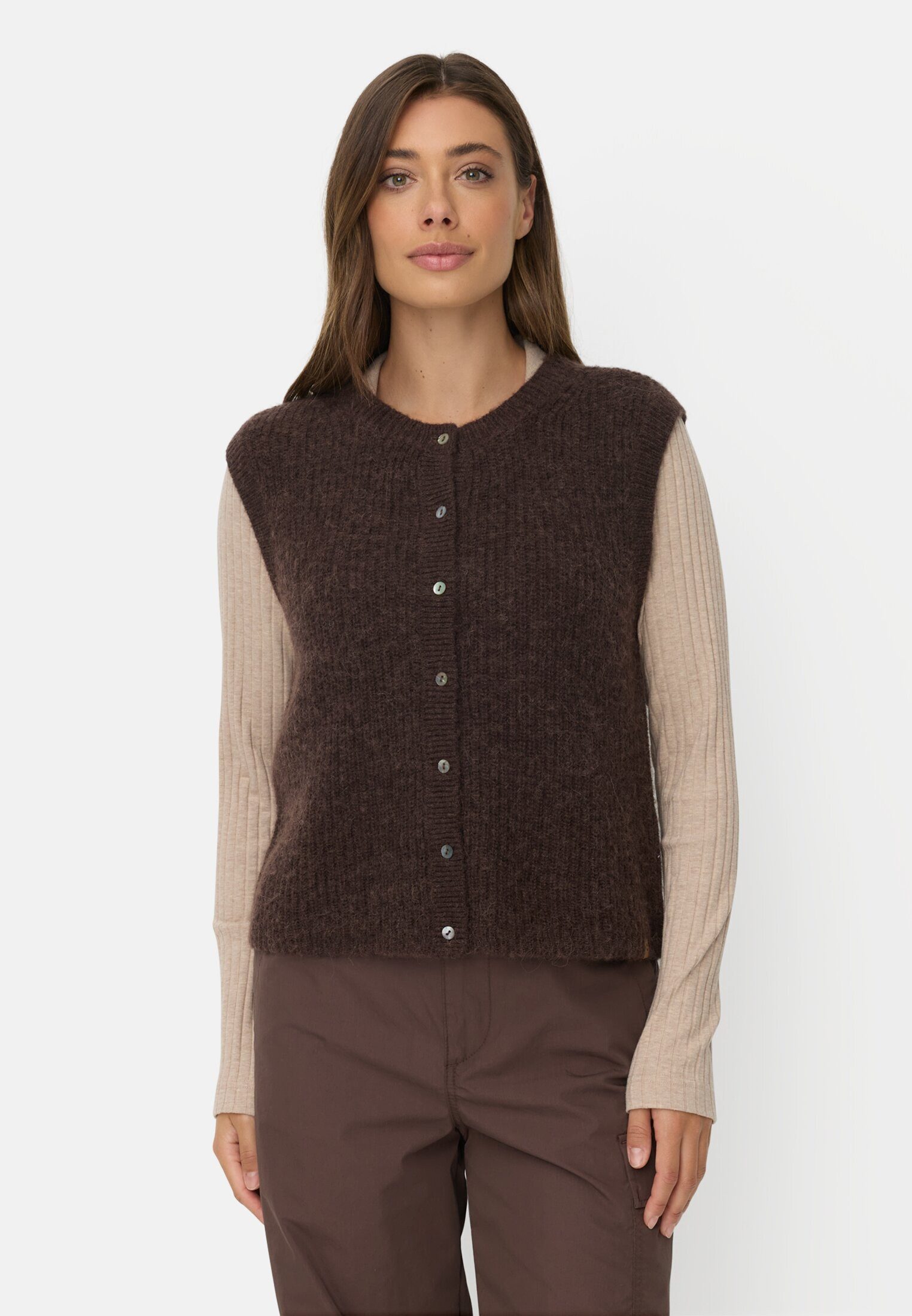 camel active Strickweste mit Knopfleiste ärmellos