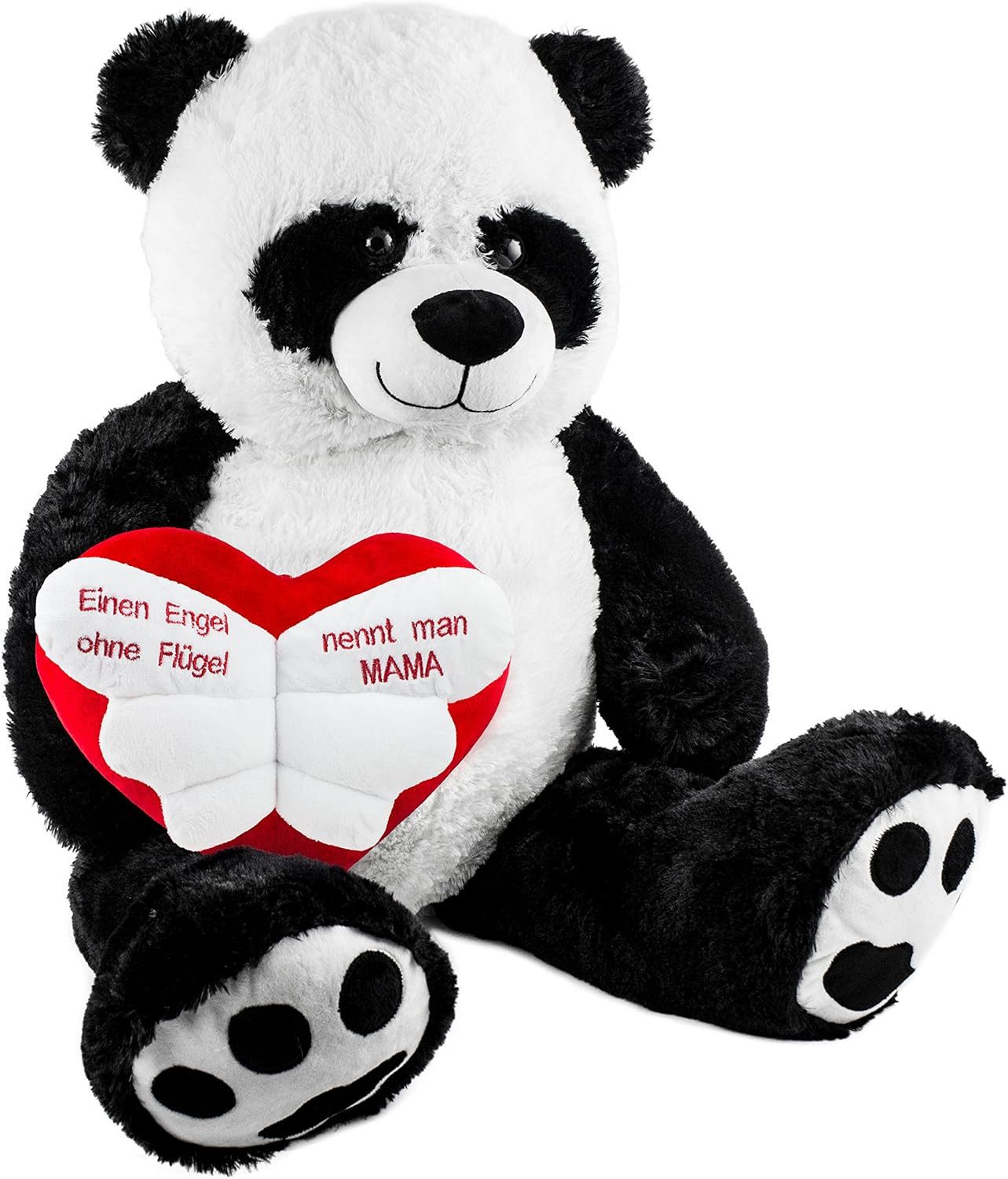 BRUBAKER Kuscheltier XXL Panda Teddy mit Engelsflügel Herz (1-St), Teddybär Stofftier Groß Plüschtier, 100cm
