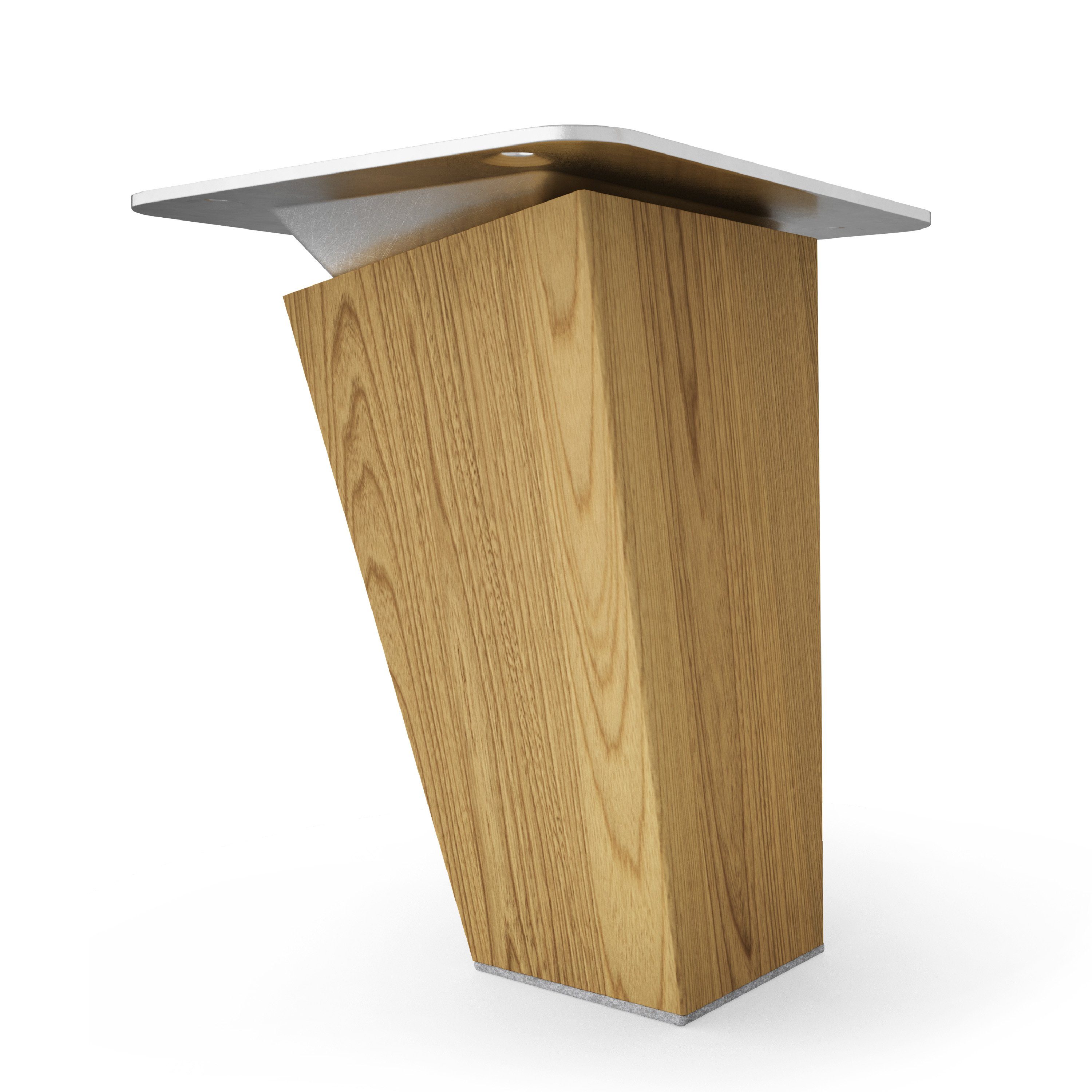 sossai® Möbelfuß Holzfüße Eckig schräge Ausführung - Eiche, (4-St), 8cm - 71cm