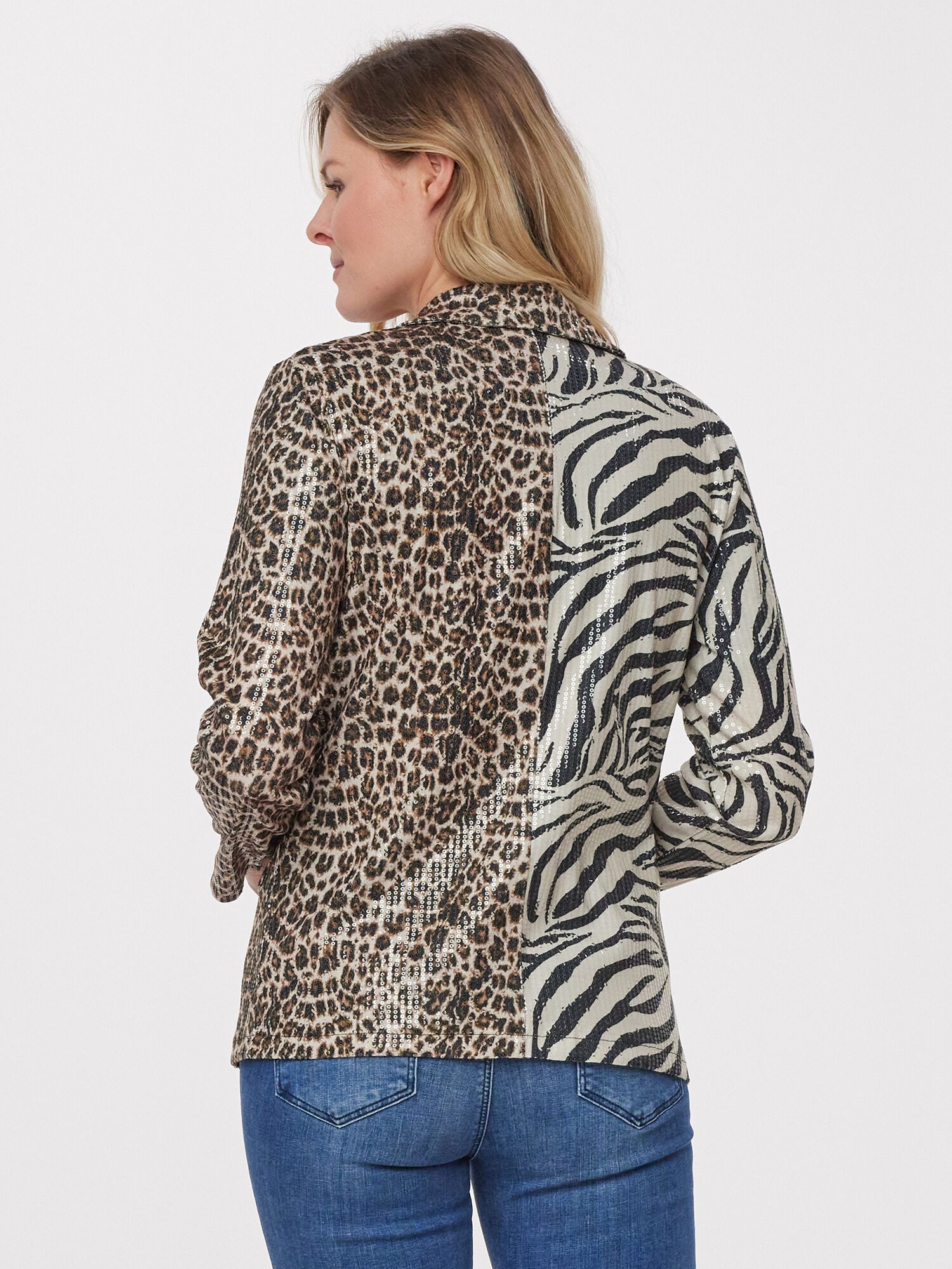 Sarah Kern Blusenblazer Blusenjacke Körpernah mit Allover Paillettenverzier günstig online kaufen