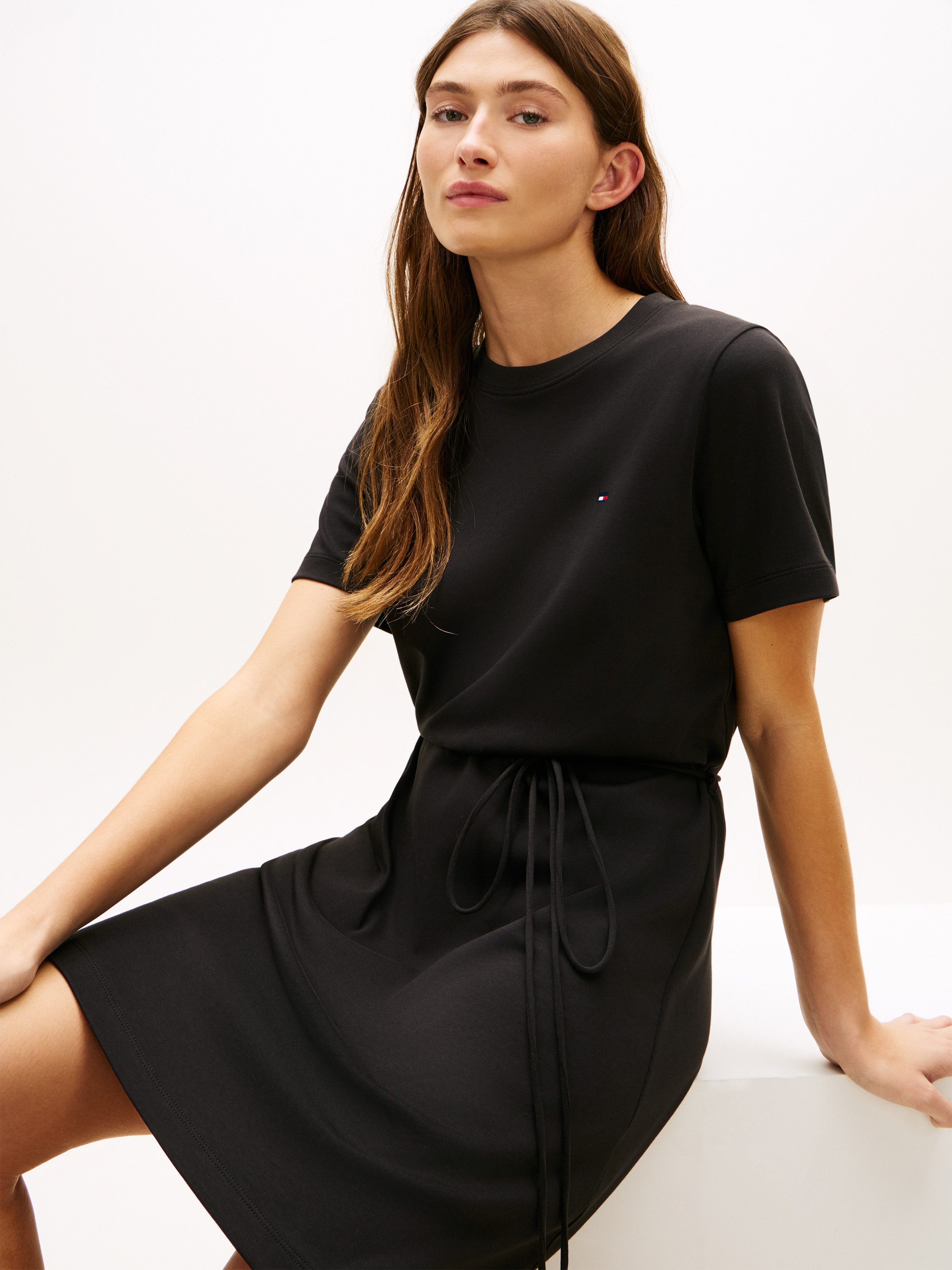 Tommy Hilfiger Shirtkleid INTERLOCK T-SHIRT SHORT SLEEVE DRESS mit Bindegürtel, knielang – Bild 4 von 5