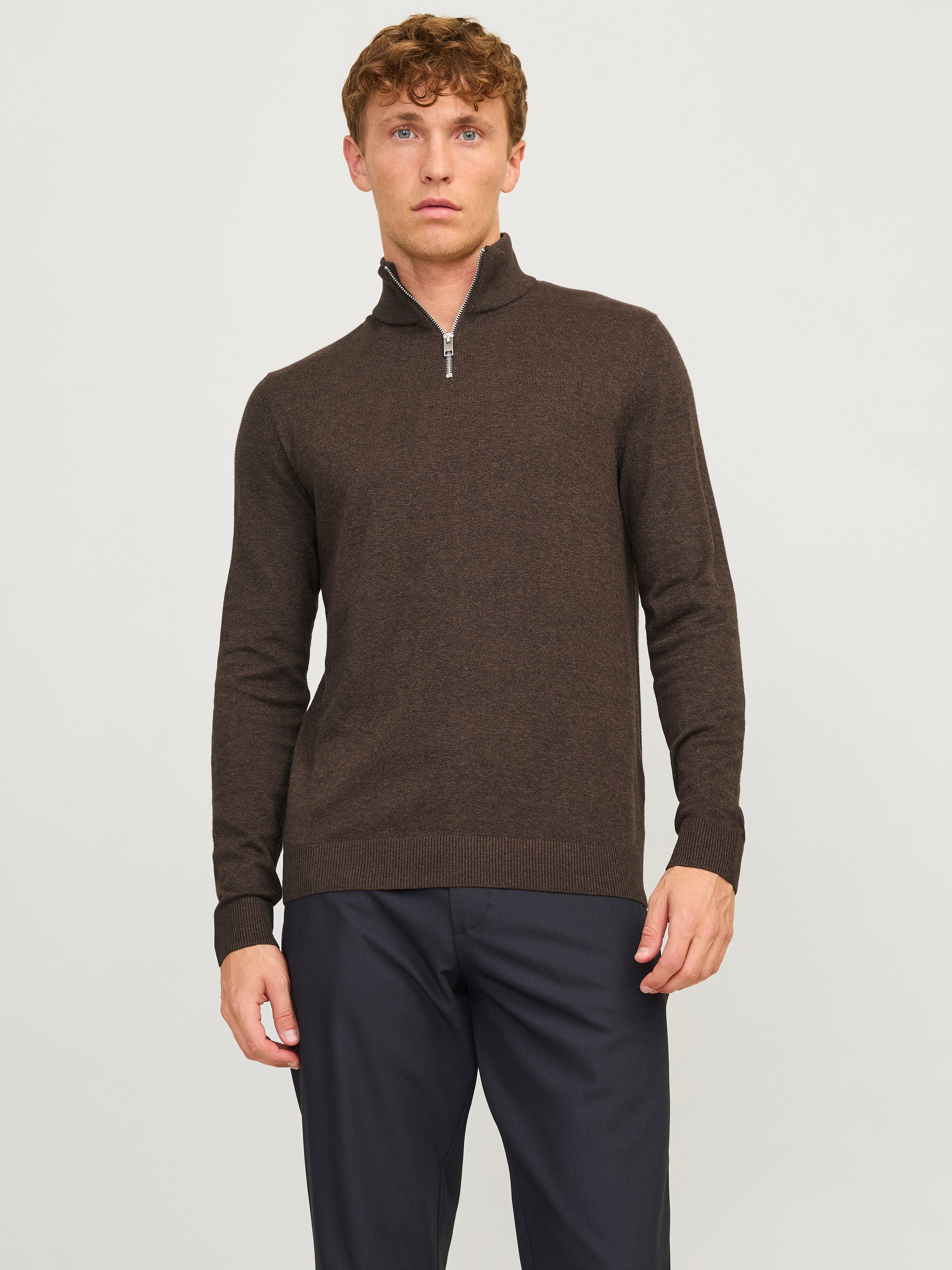Jack & Jones Troyer JJEEMIL KNIT HALF ZIP NOOS Baumwollmischung, regular fit