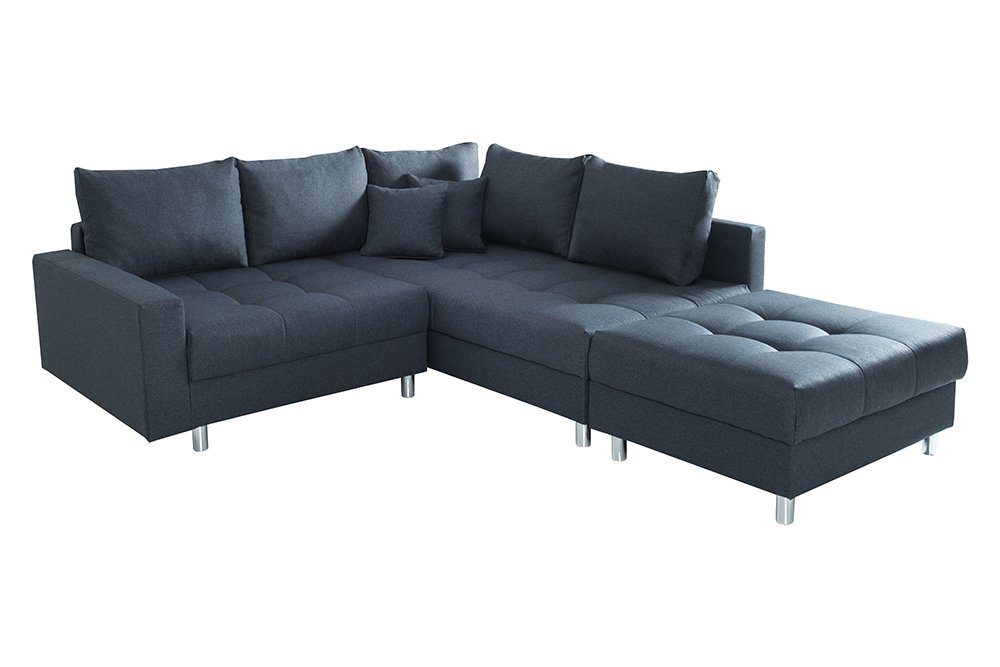 riess-ambiente Ecksofa KENT 220cm anthrazit - inklusive Hocker, Set 1 Teile günstig online kaufen