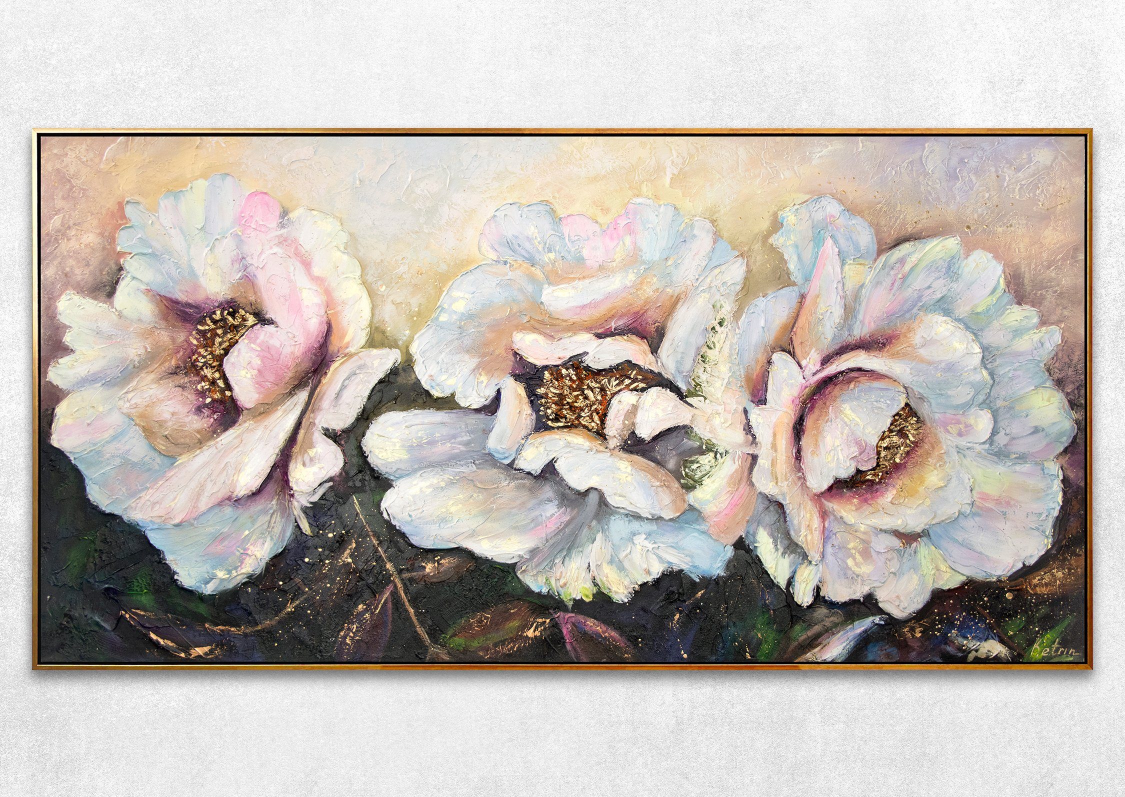 YS-Art Gemälde Pfingstrosen, Blumen, Pfingstrose Weiß günstig online kaufen