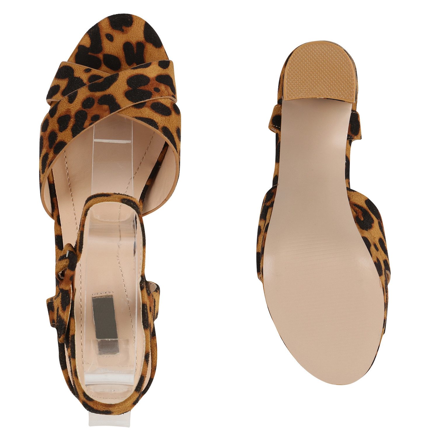 VAN HILL 826159 Plateausandaletten Damen Plateau Sandaletten Blockabsatz Party High Heels