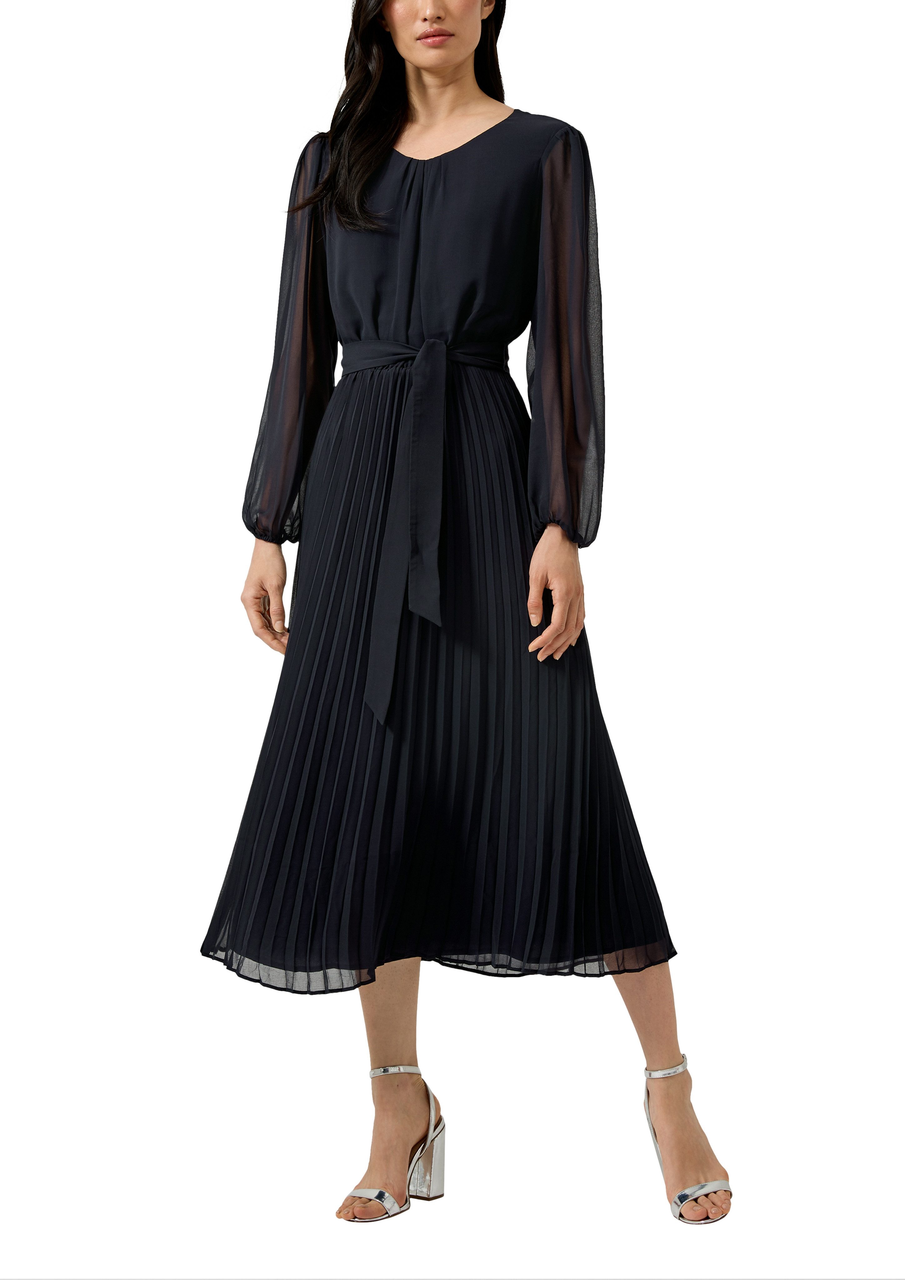 s.Oliver BLACK LABEL Meshkleid mit seitlichem Bindegürtel