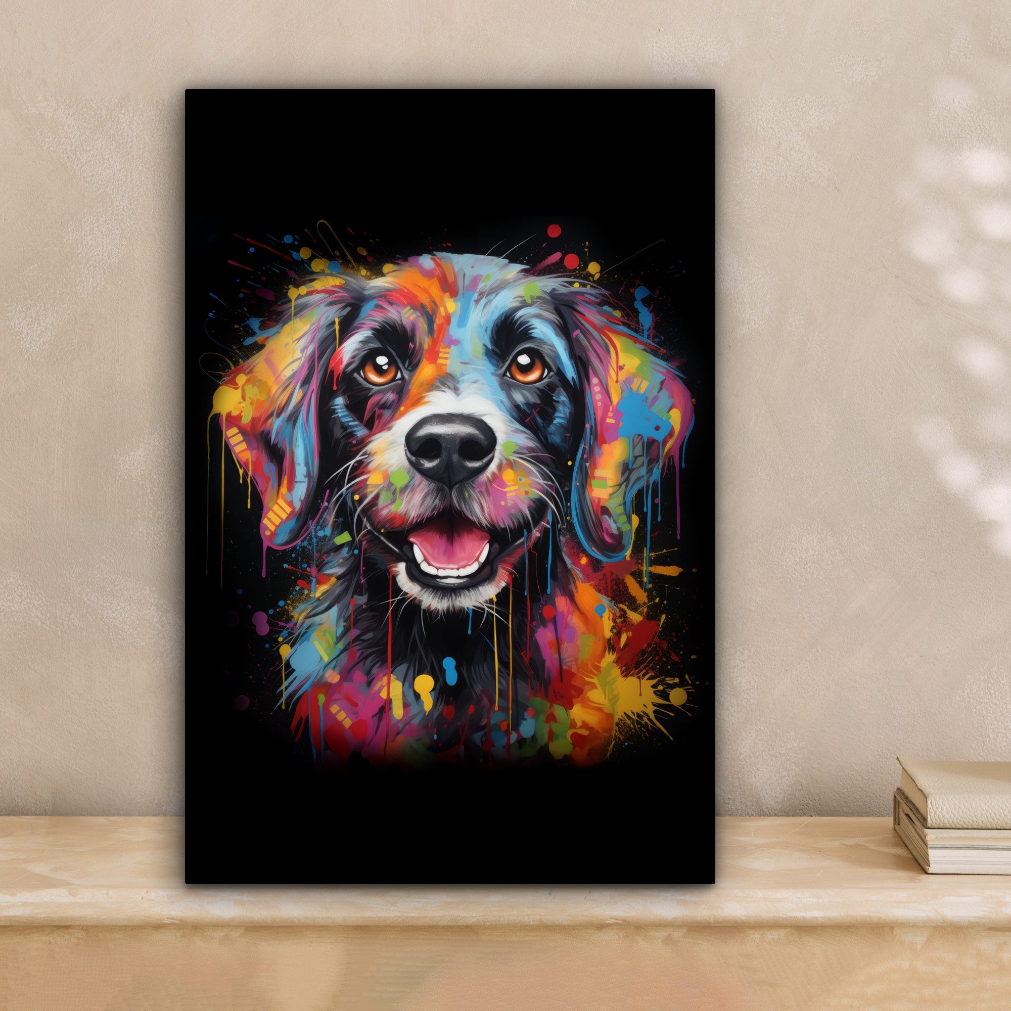 OneMillionCanvasses® Leinwandbild Graffiti - Hund - Schwarz - Farben, Fotod günstig online kaufen