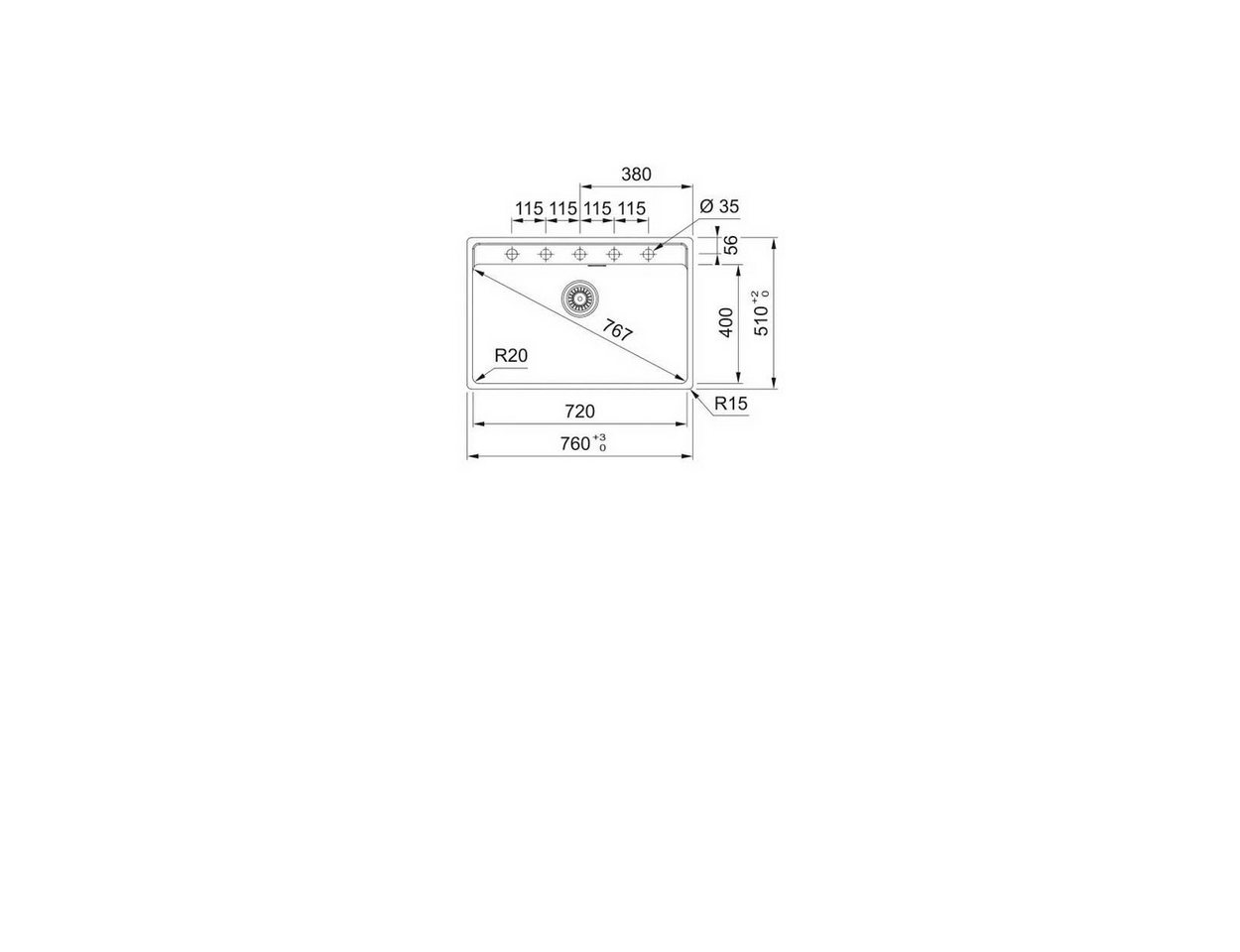 Thumbnail - FRANKE Einbauspüle Maris Einbauspüle MRG 610-72 A Onyx Druckknopf Edelstahl ab 80cm