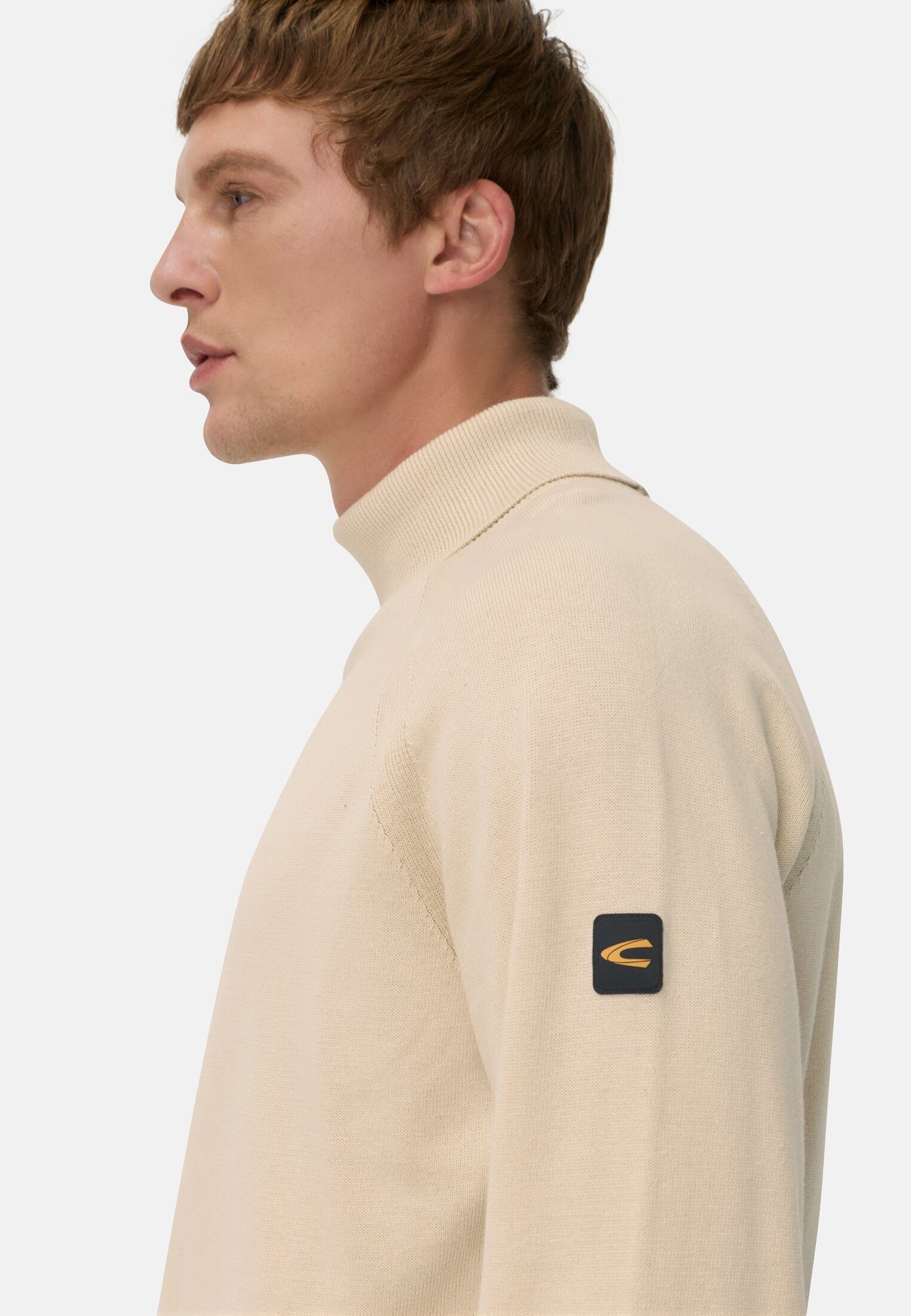 camel active Rollkragenpullover aus reiner Baumwolle Langarm Mit Rollkragen