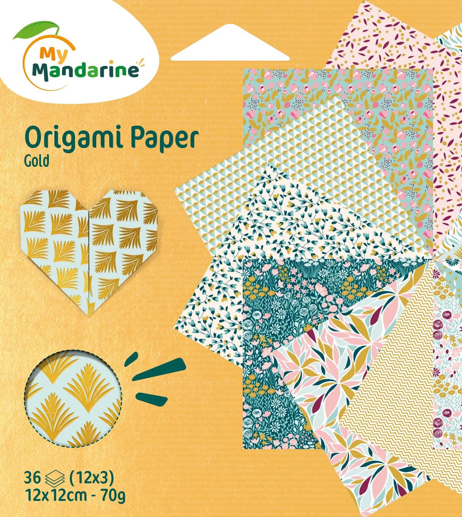 Avenue Mandarine Bastelkartonpapier 3x Origamipapier, Gold - Gold OR523C, My Mandarine