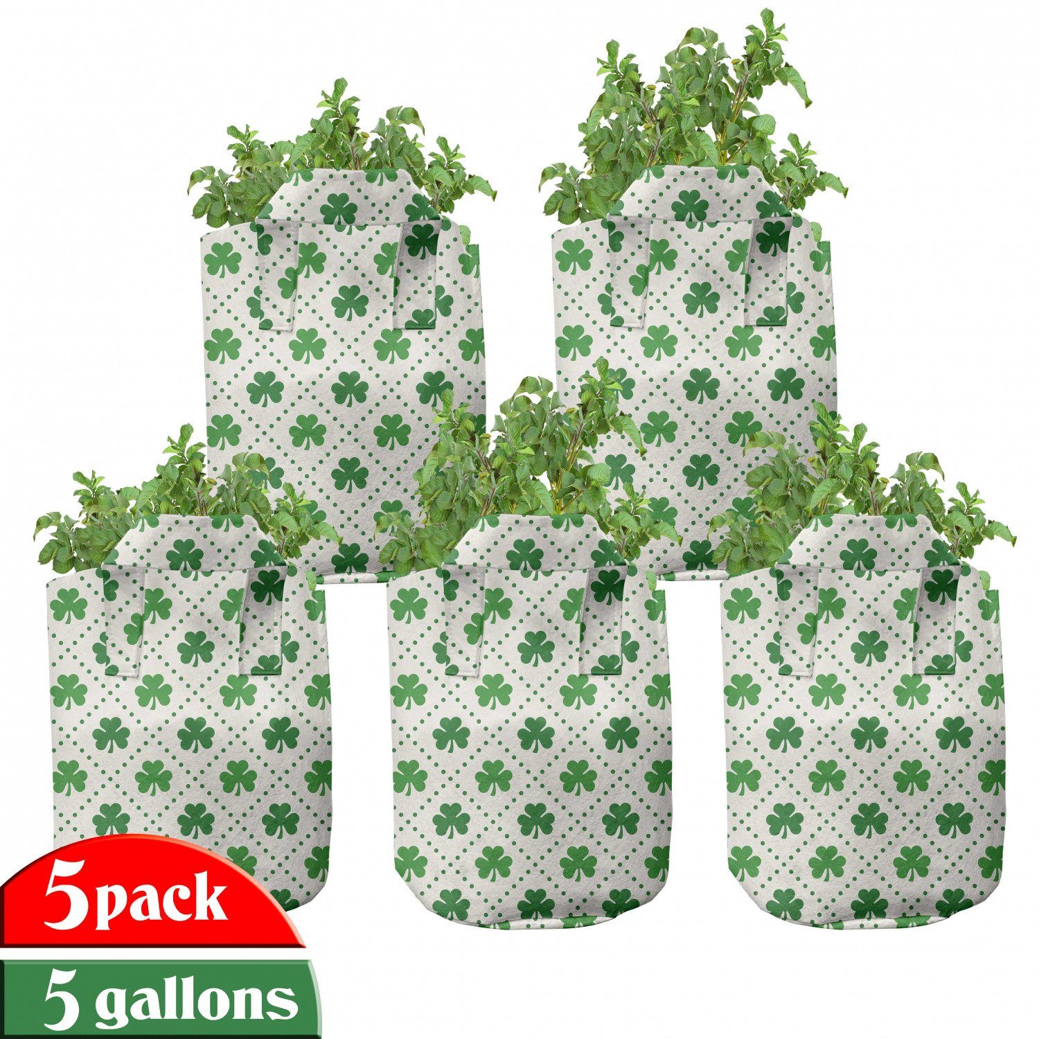 irisch Leaf Shamrock Stofftöpfe Dots mit für Pflanzkübel 4 hochleistungsfähig Abakuhaus Pflanzen, Griffen