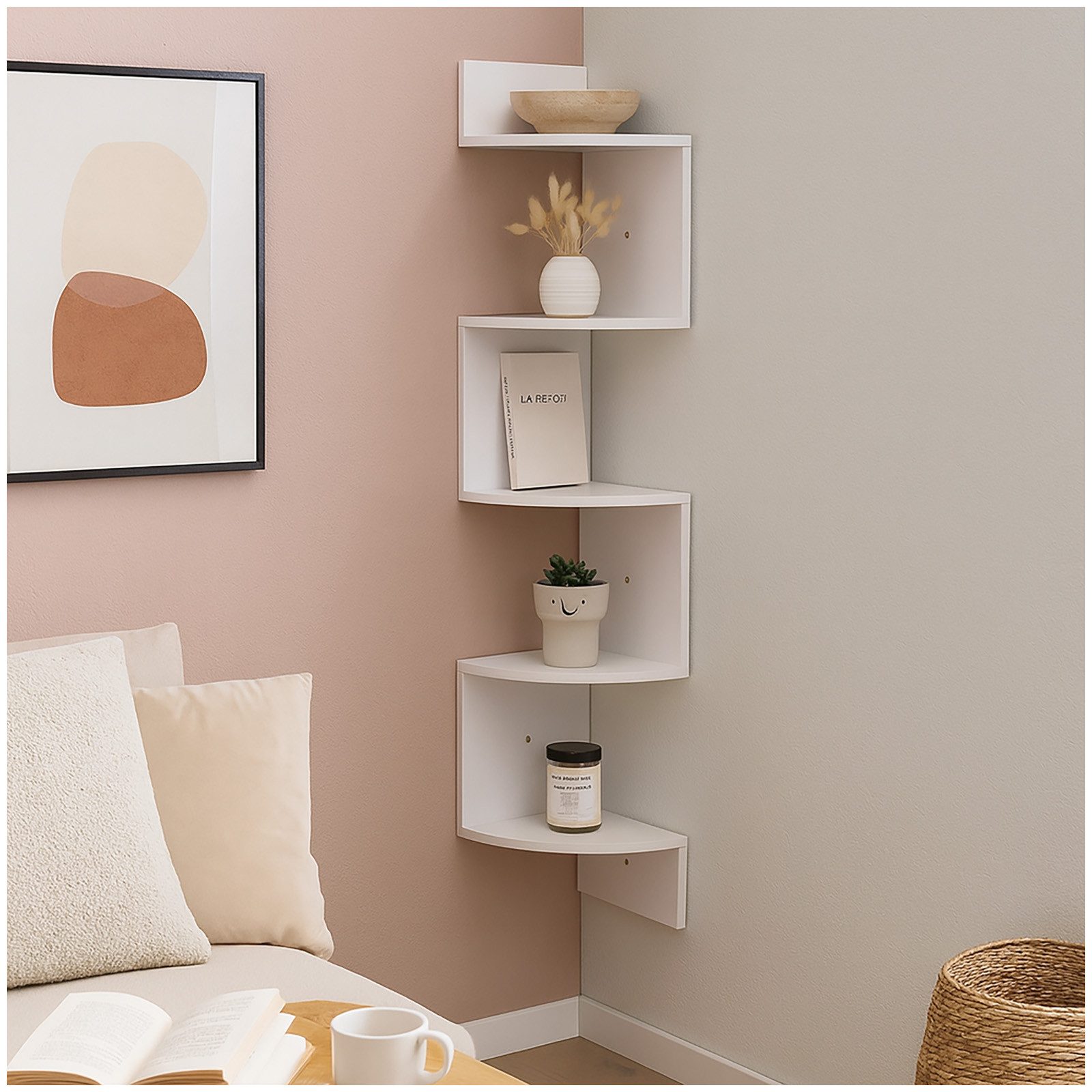 HTI-Living Wandregal Eckregal mit 5 Ablageflächern Thekla Weiß, Stück 1-tlg günstig online kaufen