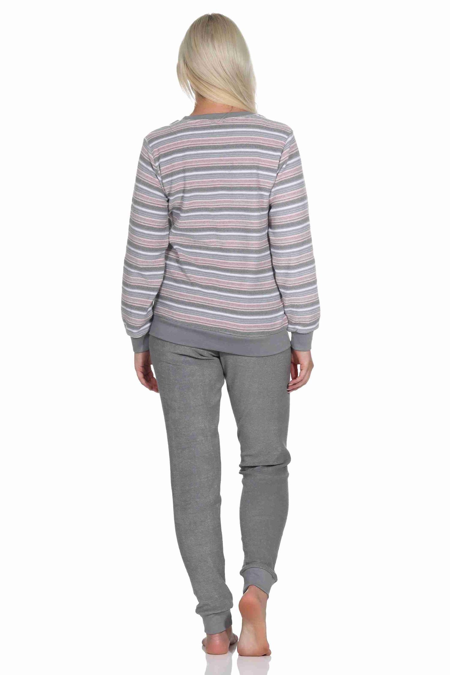 Normann Pyjama Wunderschöner Damen Frottee Schlafanzug langarm Pyjama mit Bündchen – Bild 3 von 5
