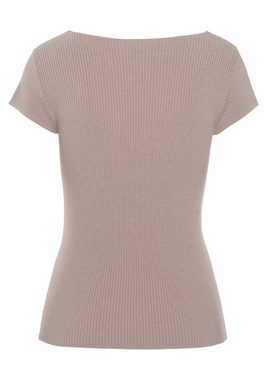 LASCANA Kurzarmpullover aus Rippstrick, eleganter Damenpullover in T-Shirt-Form, Basic