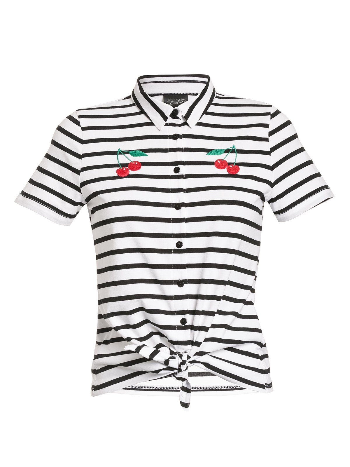 Pussy Deluxe Kurzarmbluse Revival Stripes Short
