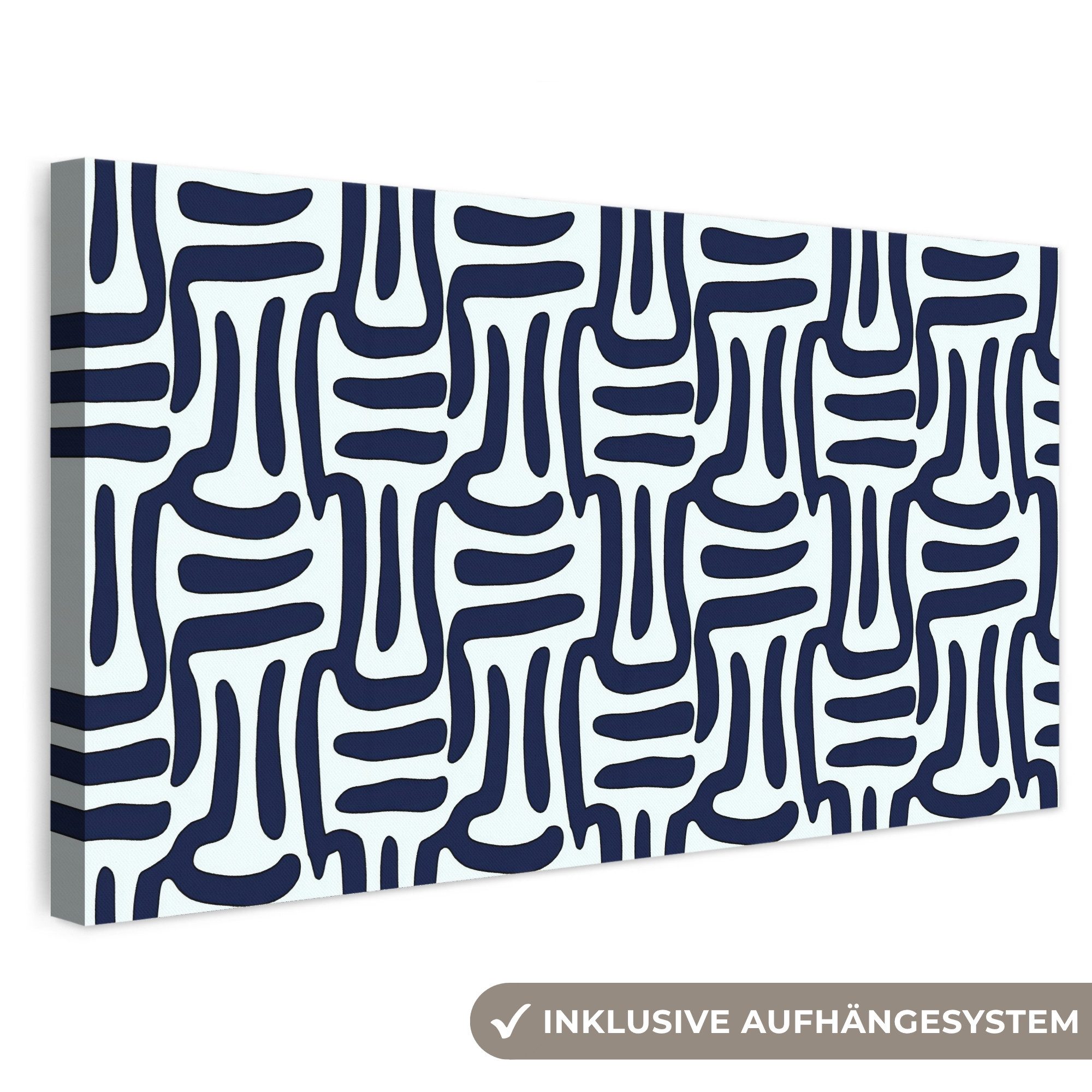 OneMillionCanvasses® Leinwandbild Panorama Abstrakt - Modern - Blau, Fotodruck (1 St), Wandbild, Deko Schlafzimmer Wohnzimmer Flur 40x20 cm