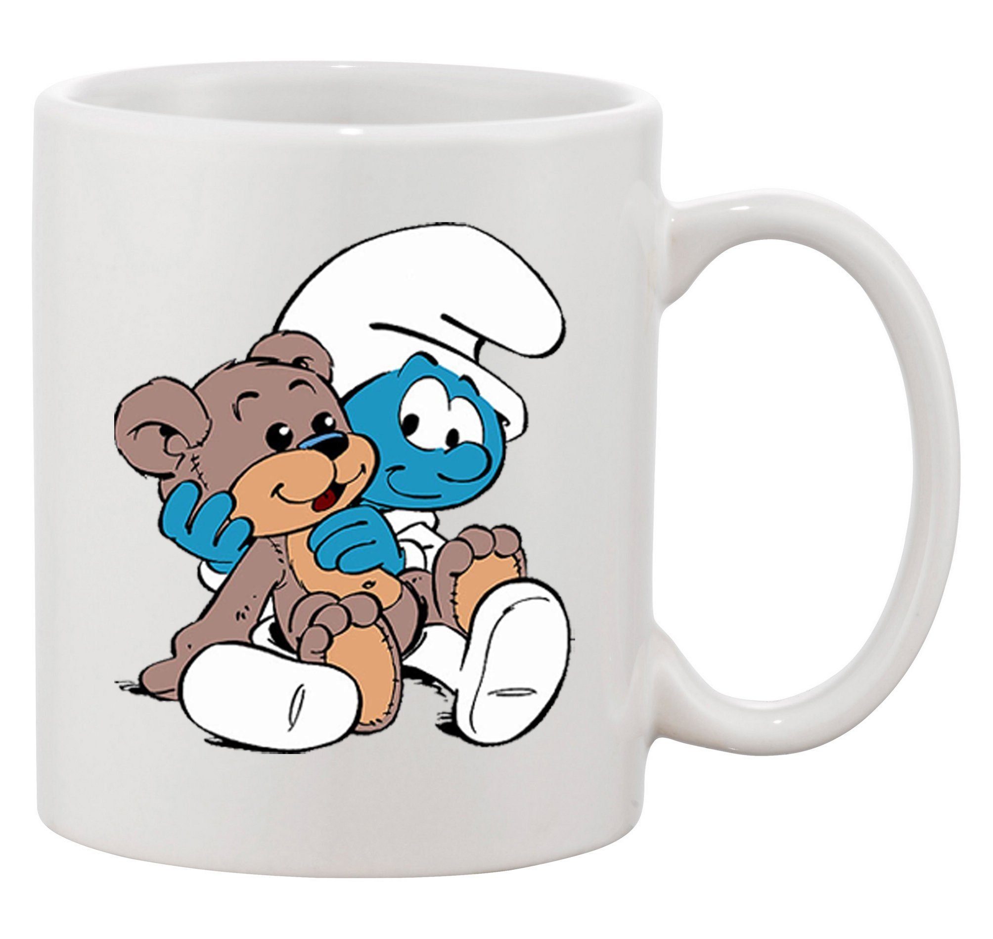 Schlaubi Tasse Blondie Weíß Schlumpf Baby Spülmaschinenfest Film, (600ml) Keramik, XXL Brownie & Schlumpfine Papa