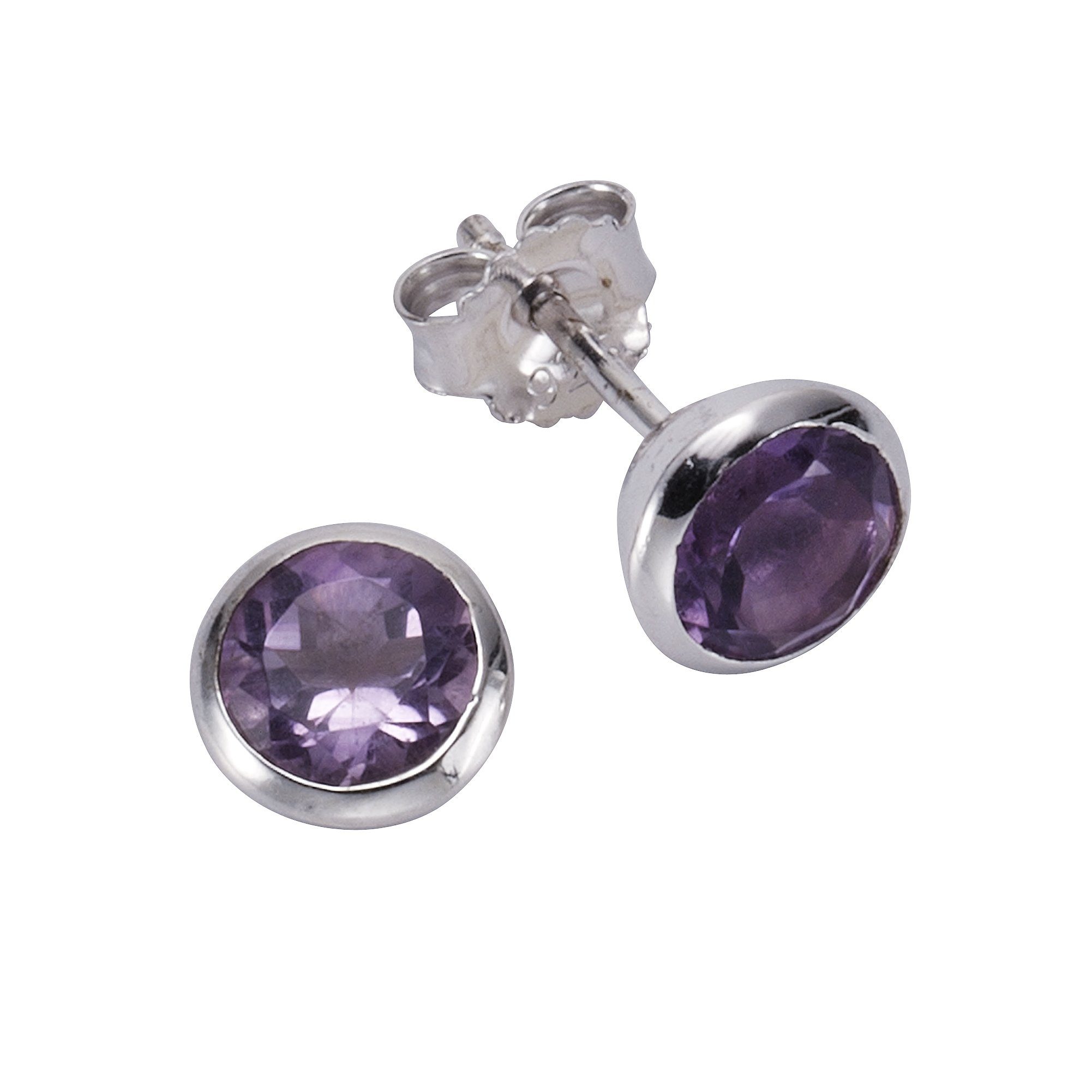 Zeeme Paar Ohrstecker Silber 925 rhodiniert mit echtem Amethyst 7,5mm günstig online kaufen