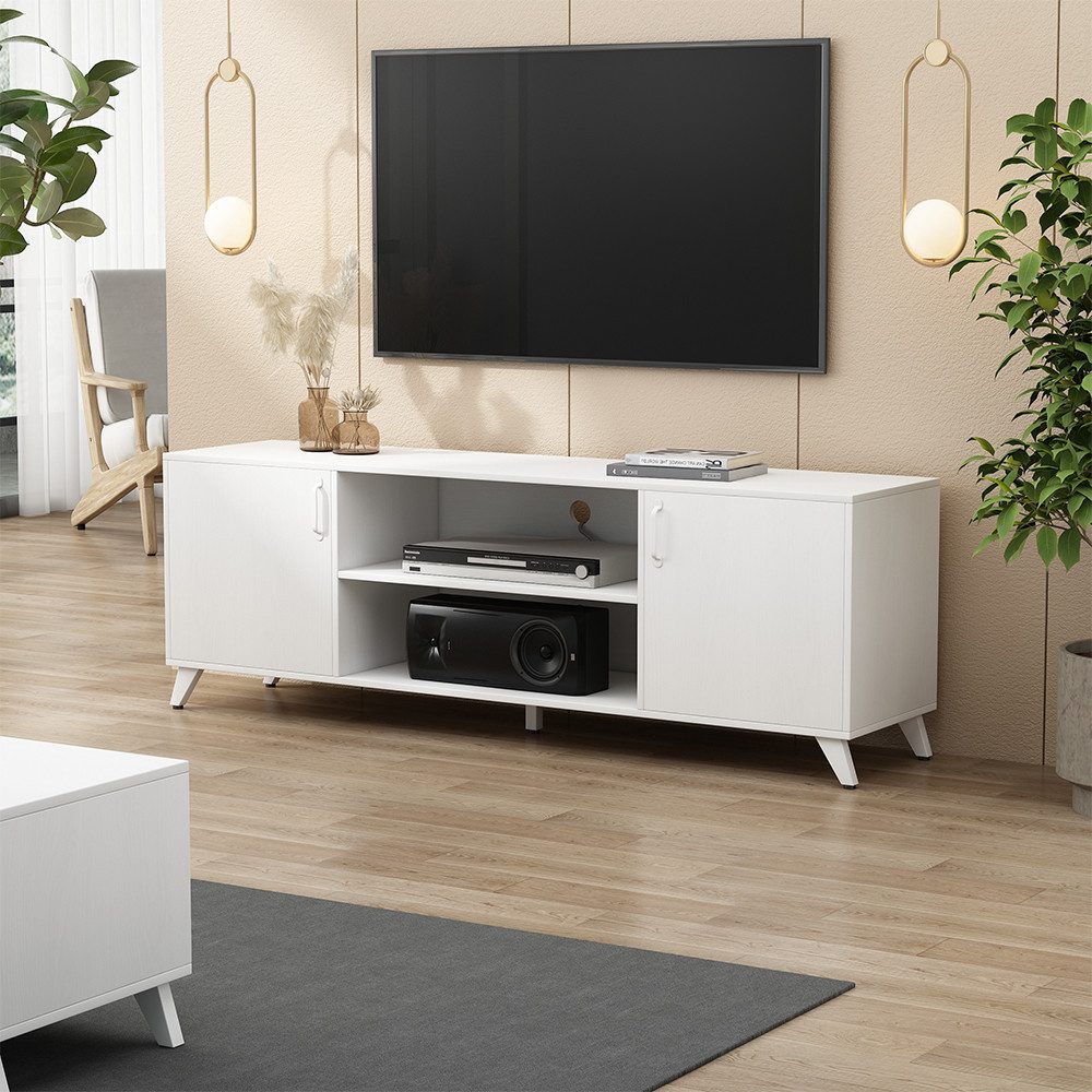 Vicco Lowboard Maceio, Weiß, 160 x 54.5 cm mit 2 Türen günstig online kaufen