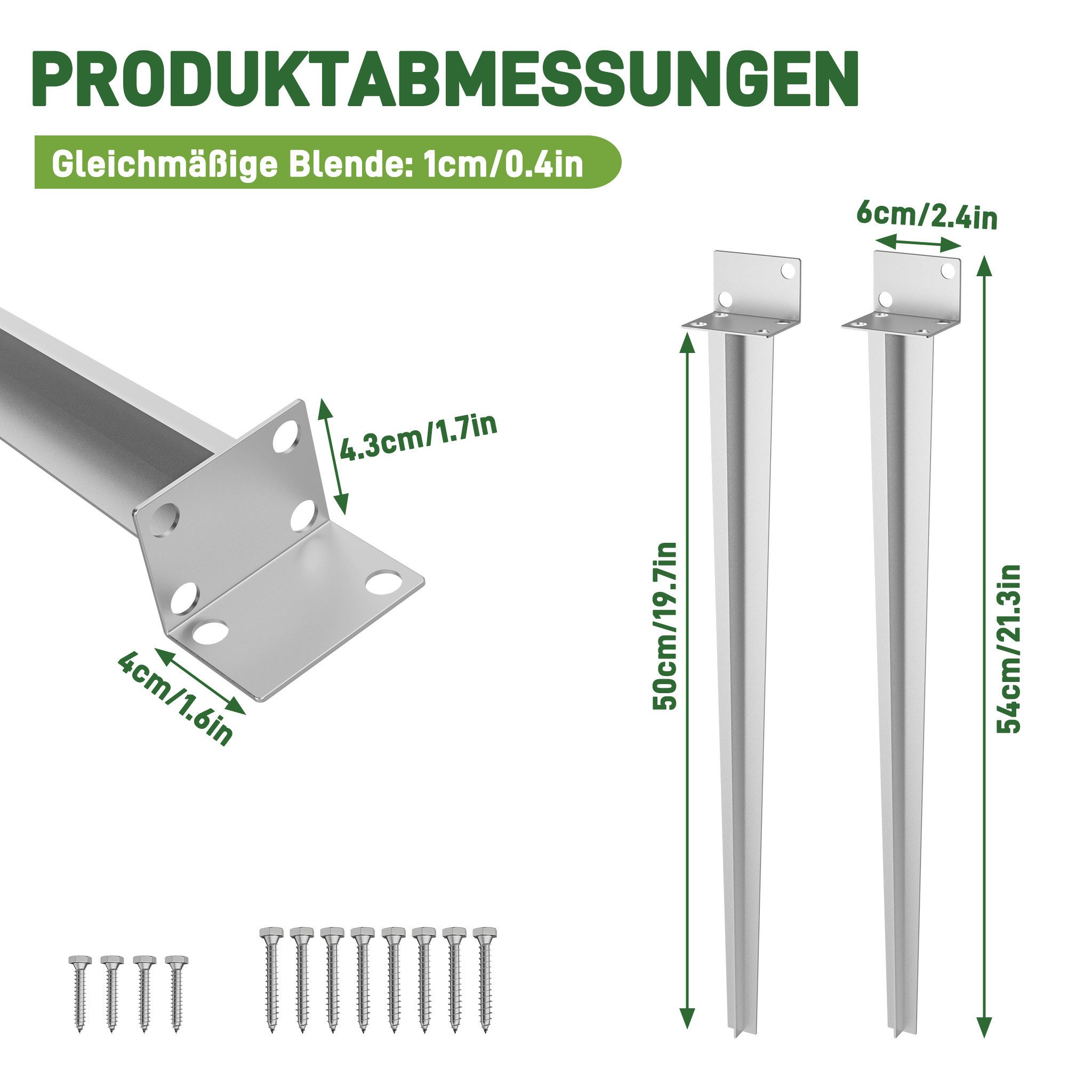 FIVMEN L-Pfostenträger 2/4x Universeller Bodenhülse Einschlagbodenhülse, (2-St., Feuerverzinkt Einschlagbodenhülse für Holzpfosten), Einschlag-Bodenhülse für Zäune Gartenprojekte