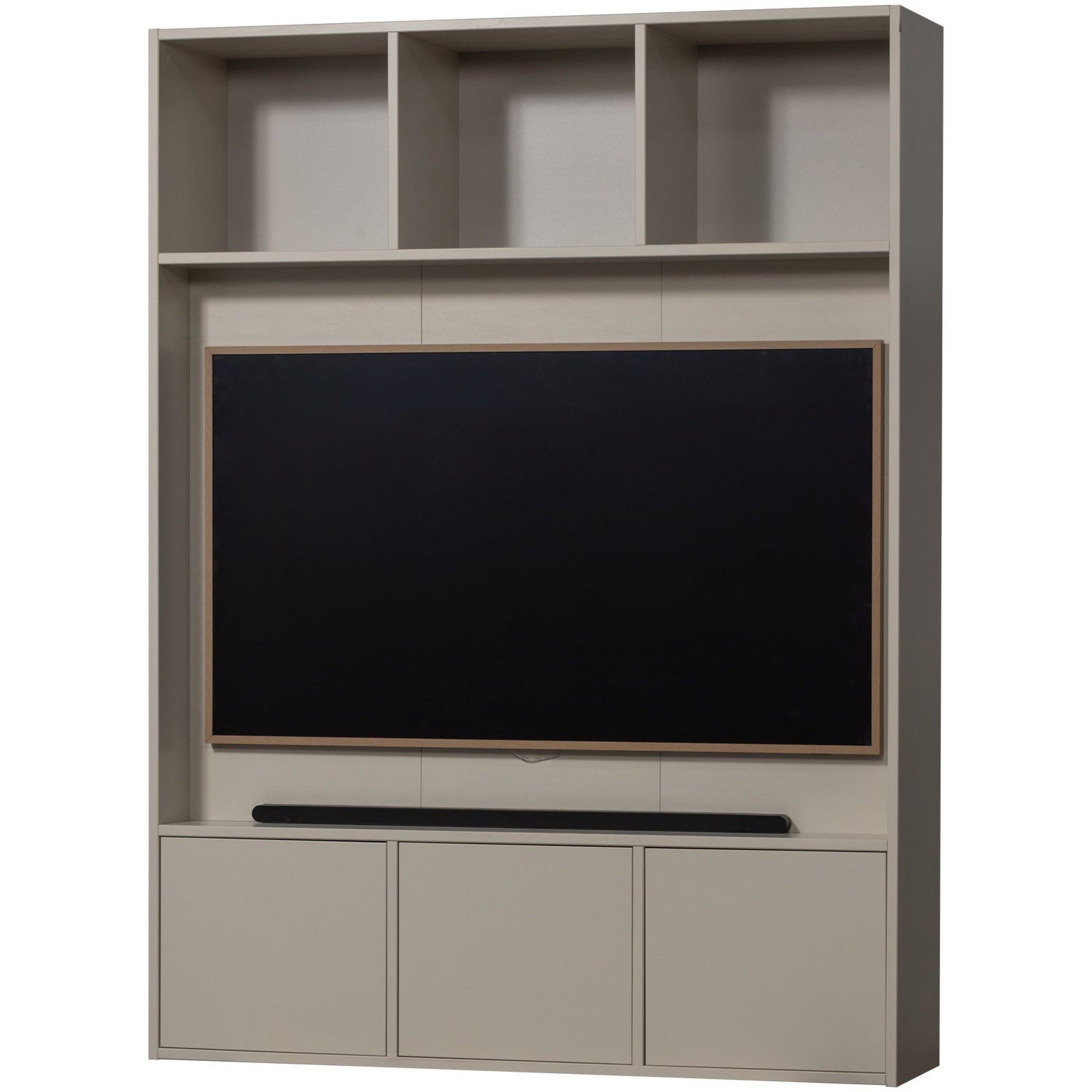 WOOOD Mehrzweckschrank Meggy Kiefer [FSC] Hellgrau - stilvoll & modern, 215 x 160 cm Mit Push to Open Funktion
