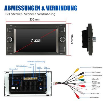 GABITECH 7 zoll Android Autoradio GPS Navi für Ford Focus Transit C S MAX Autoradio (FM, AM, RDS, Qualcomm Octa Core, 8* A75 64-bit 2.2GHz CPU, 4GB RAM; 64GB ROM)