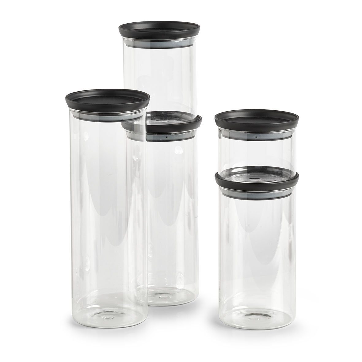 Vorratsglas x Glas/ Borosilikat 8,1 m. 350 Zeller Present Vorratsglas cm Ø10,3 Kunststoff, schwarz, Kunststoffdeckel, ml,