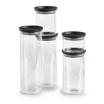 Zeller Present Vorratsglas Vorratsglas m. Kunststoffdeckel, Borosilikat Glas/ Kunststoff, 350 ml, schwarz, Ø10,3 x 8,1 cm