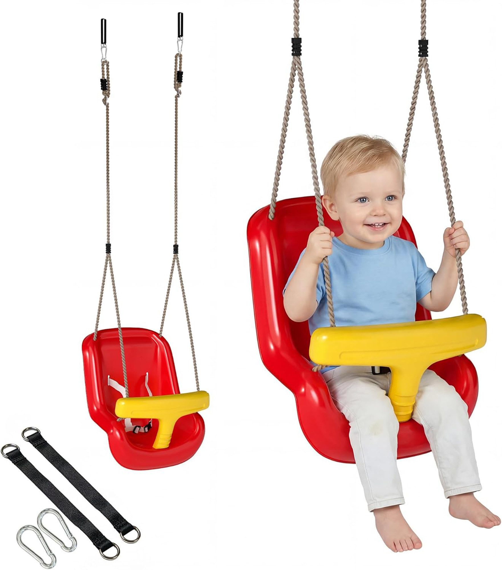 Luckice Nestschaukel Babyschaukel, Babysitz, Schaukelsitz, verstellbar, mitwachsend, (Babyschaukel Set, Kleinkind-Schaukelsitz mit Befestigungszubehör, 1-tlg., Komplettes Kinderschaukel-Set für Indoor und Outdoor), mitwachsend höhenverstellbar, Tragkraft bis 70 kg