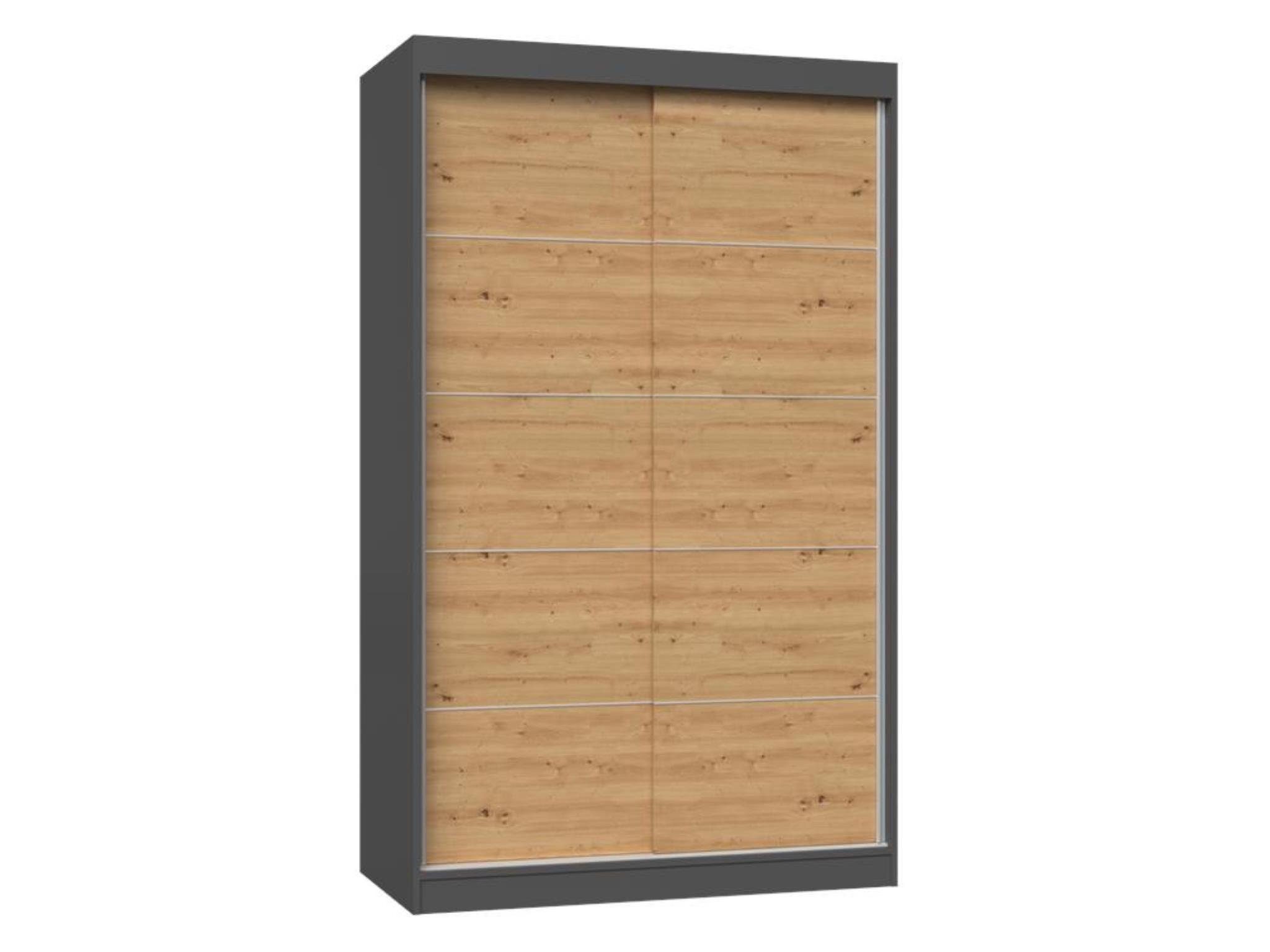 Beautysofa Schiebetürenschrank AURA – modern, mit Kleiderstange & Regalen (2 Farben zur Auswahl, moderne Kleiderschrank) Breite: 120 oder 160 cm