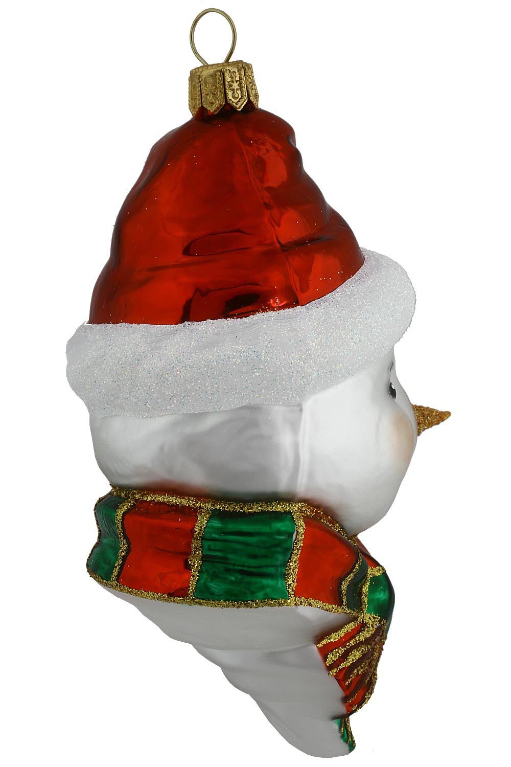 Hamburger Weihnachtskontor handdekoriert - gestreiftem mit Schal, - Dekohänger mundgeblasen Schneemann-Gesicht Christbaumschmuck