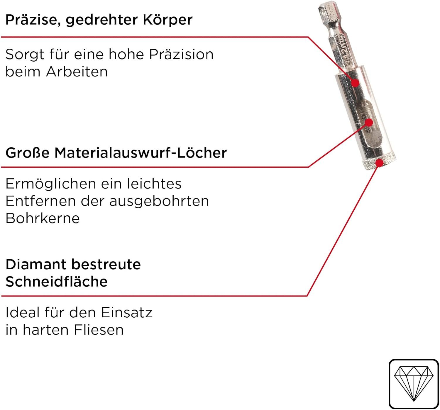 kwb Lochsäge, 8-tlg. Diamant-Lochsägen Set Ø 4, 5, 6, 7, 8, 10 und 12 mm mi günstig online kaufen