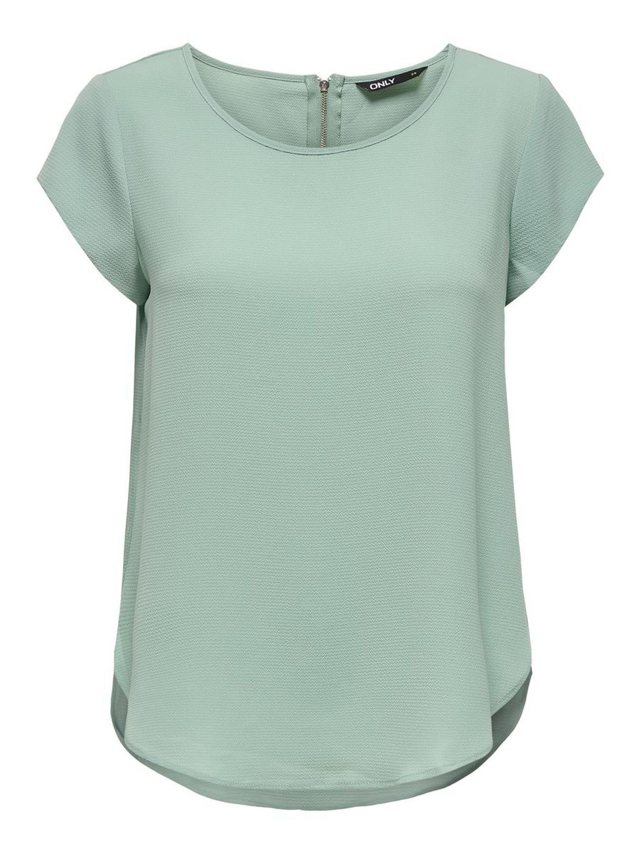 ONLY Blusenshirt Einfarbige Kurzarm Bluse Oberteil in (1-tlg) Mint T-Shirt ONLVIC 4043