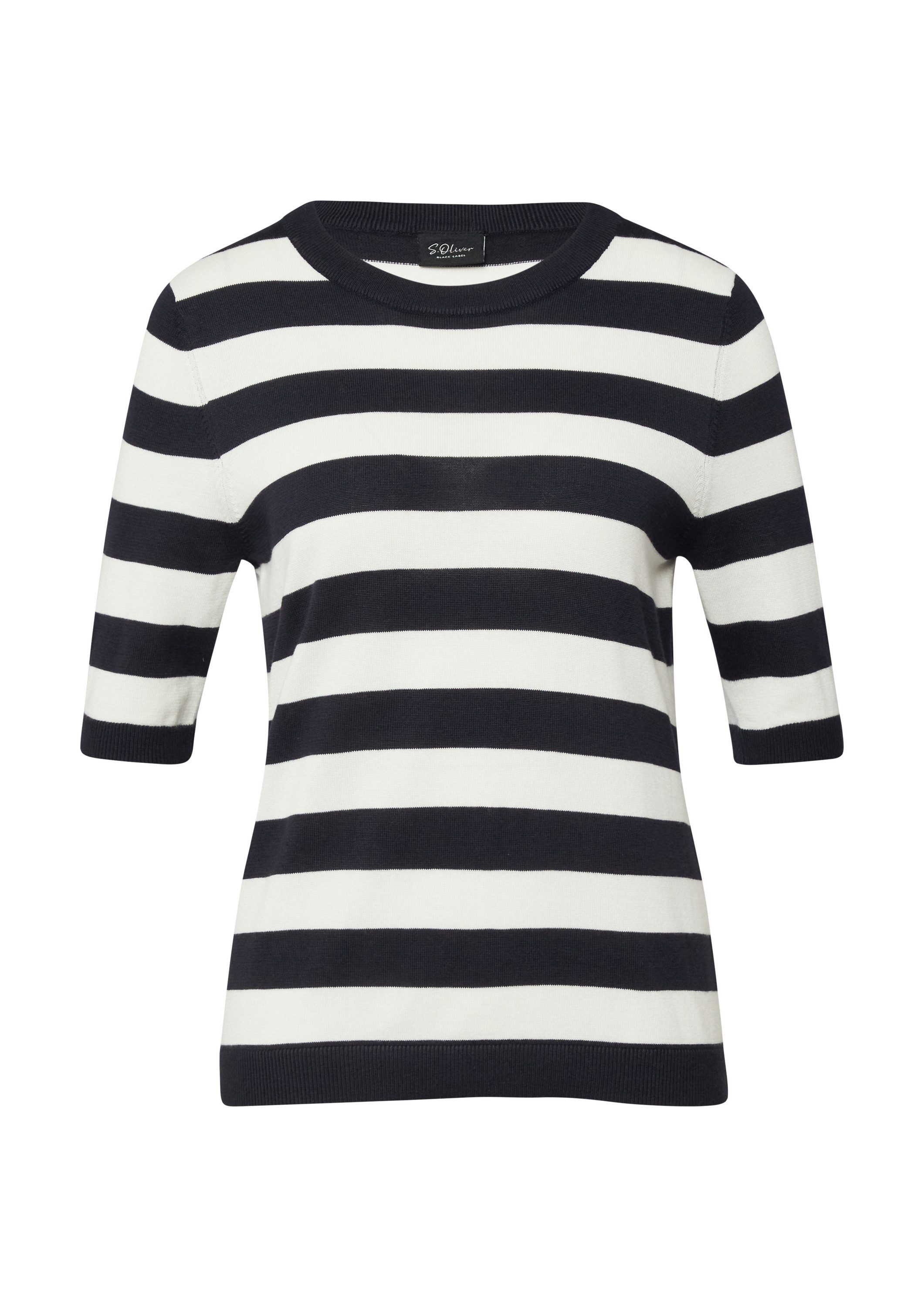 s.Oliver Kurzarmpullover Strickpullover Gestreifter Feinstrickpullover günstig online kaufen