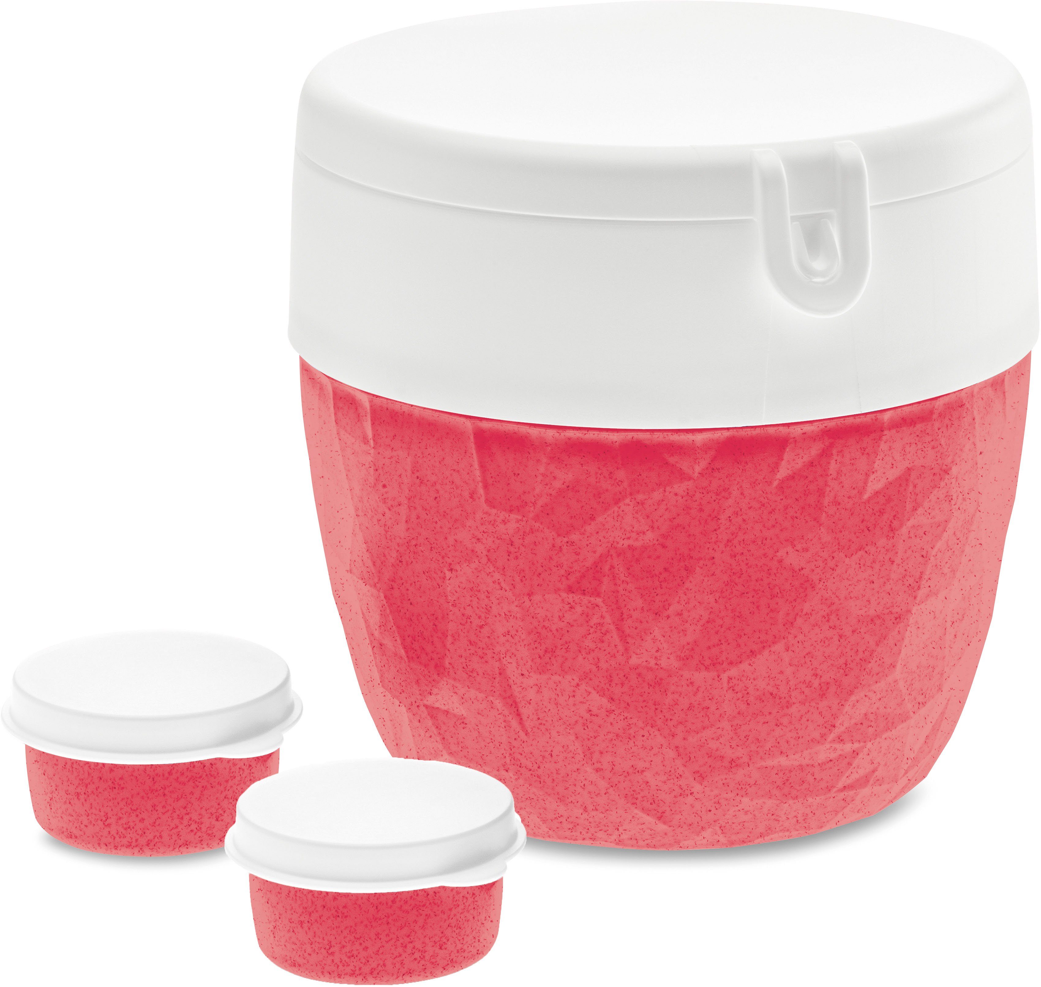KOZIOL Lunchbox BENTOBOX L, Kunststoff, (1-tlg), spülmaschinengeeignet,melaminfrei, inkl. Minidosen für Dressing,800 ml organic coral