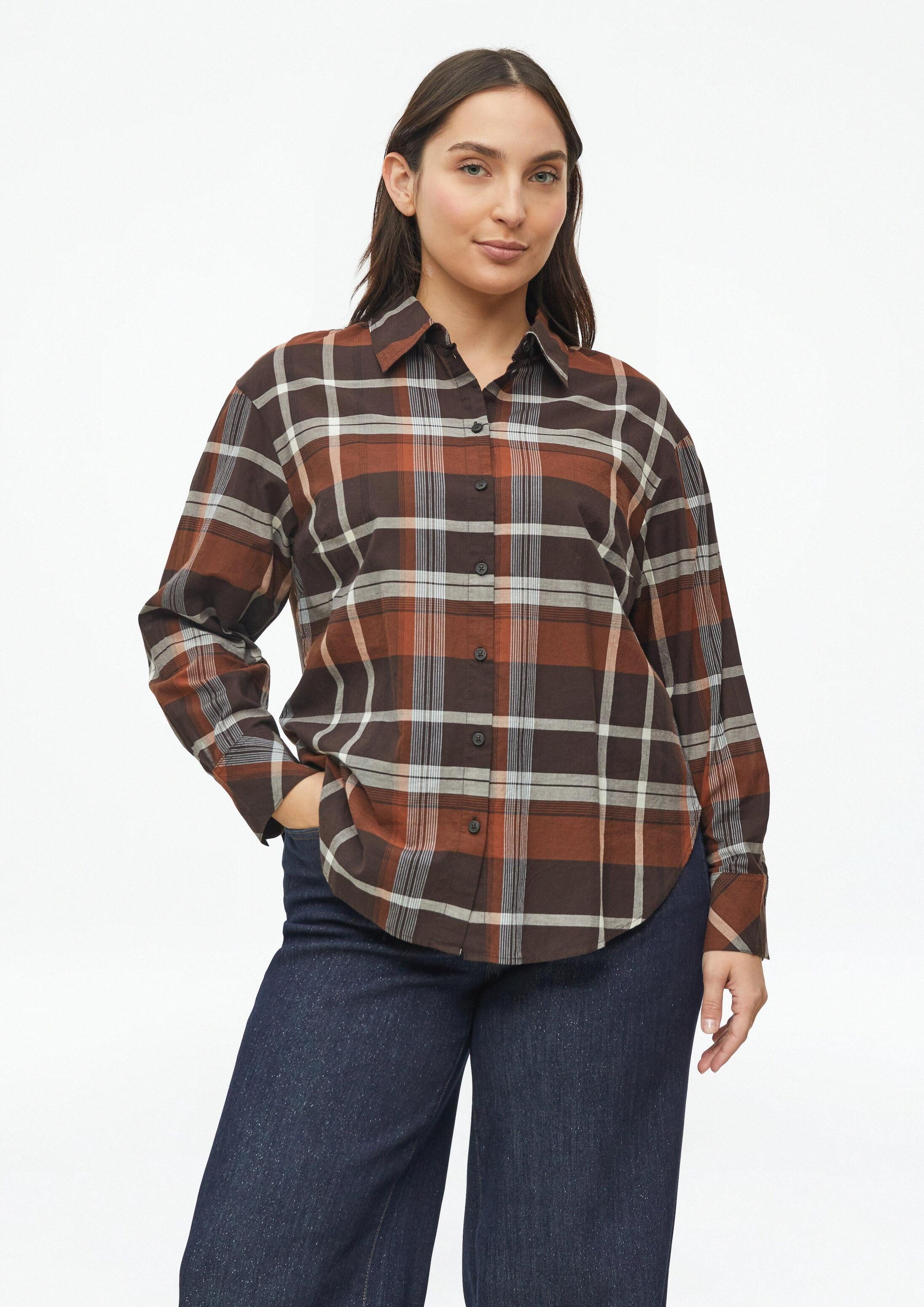 s.Oliver Langarmbluse Bluse Karierte Baumwollbluse