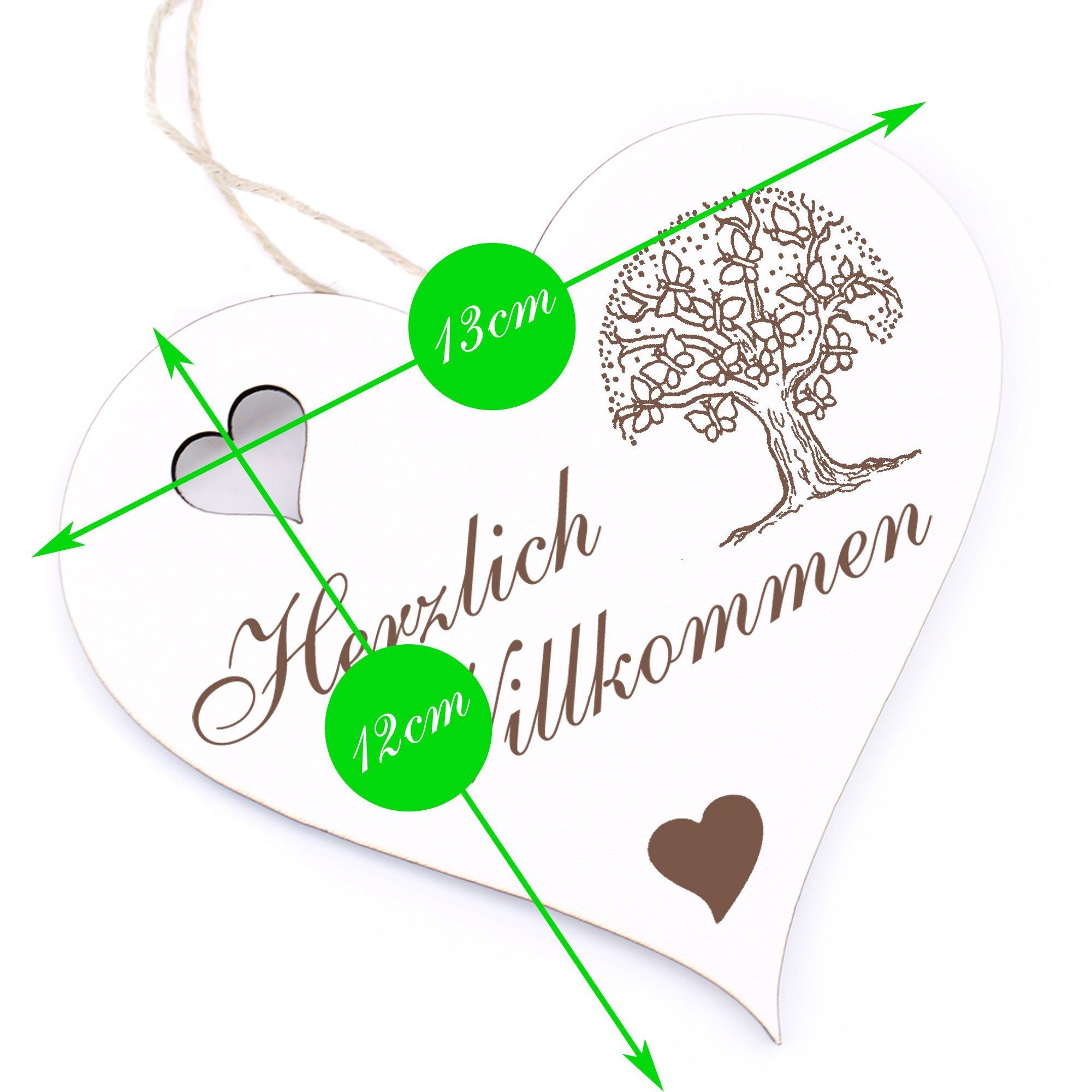 Dekolando Hängedekoration Herzlich Willkommen - Baum aus Schmetterlingen - 13x12cm