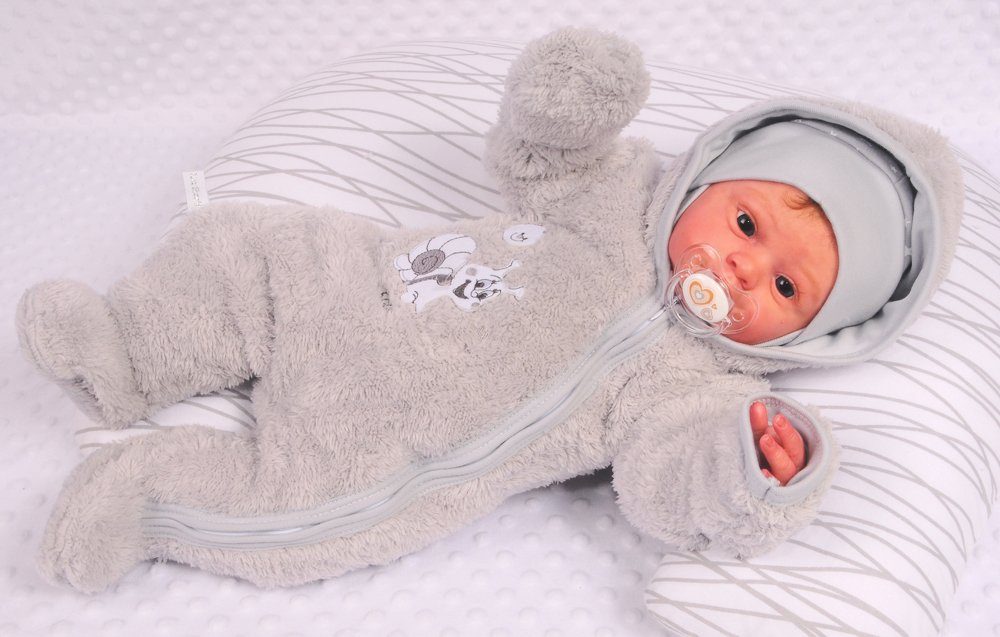 La Bortini fleece overall baby overall stroller suit transition overall in grey with snail very soft and warm 44 50 56 62 68 74