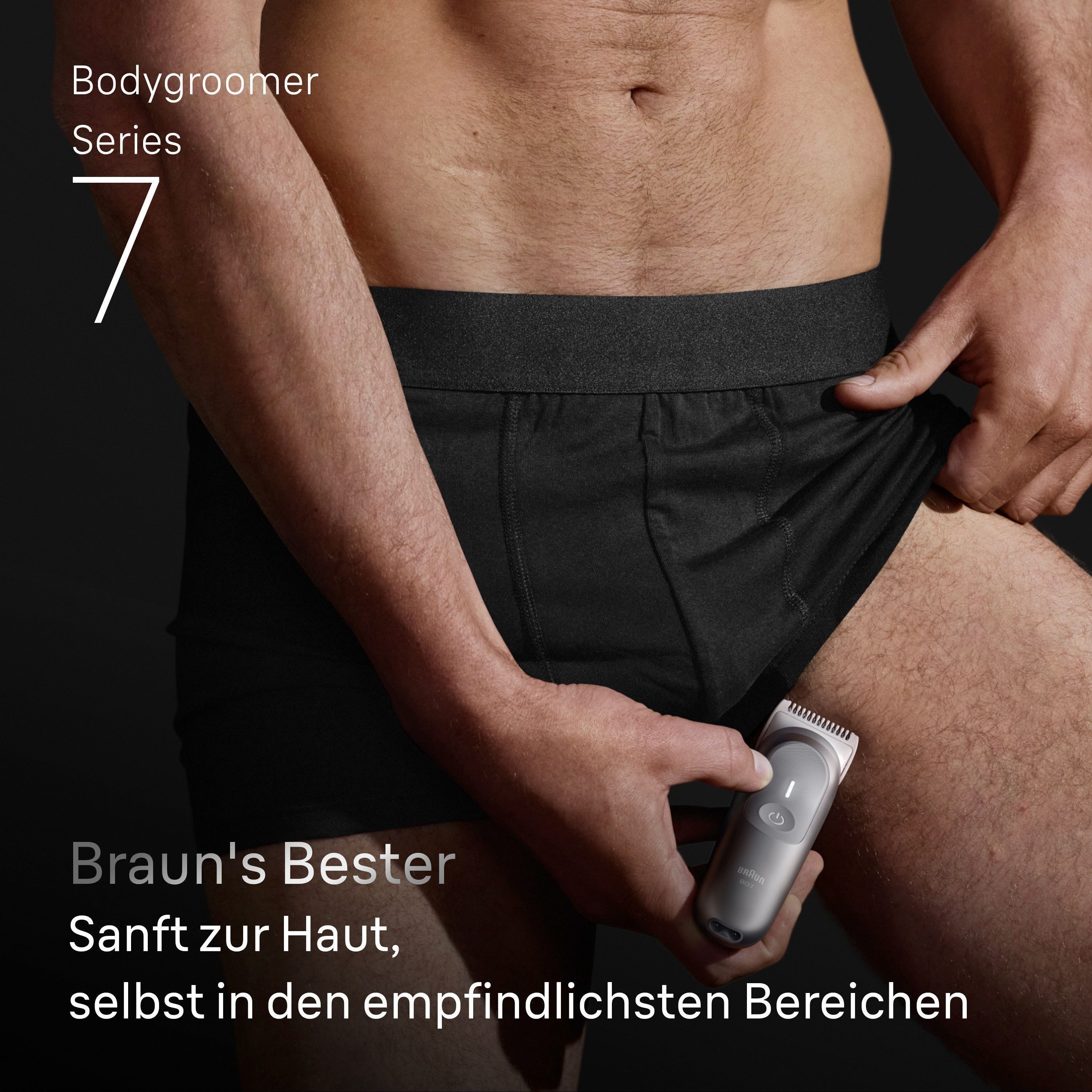 Braun Haarschneider Body Groomer BG7550, mit Smartlight & SkinGuard, 100 Min Akku, wasserdicht grau