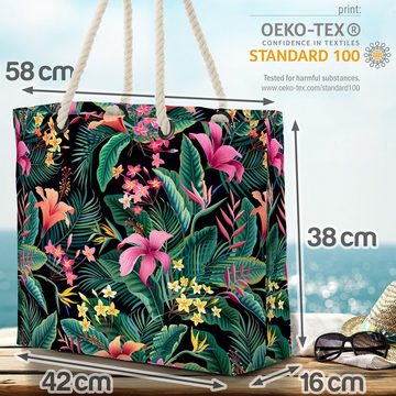 VOID Strandtasche (1-tlg), Tropenwald Palmen Blumen Beach Bag Blüten-Blätter Tropen tropisch Reise Urlaub