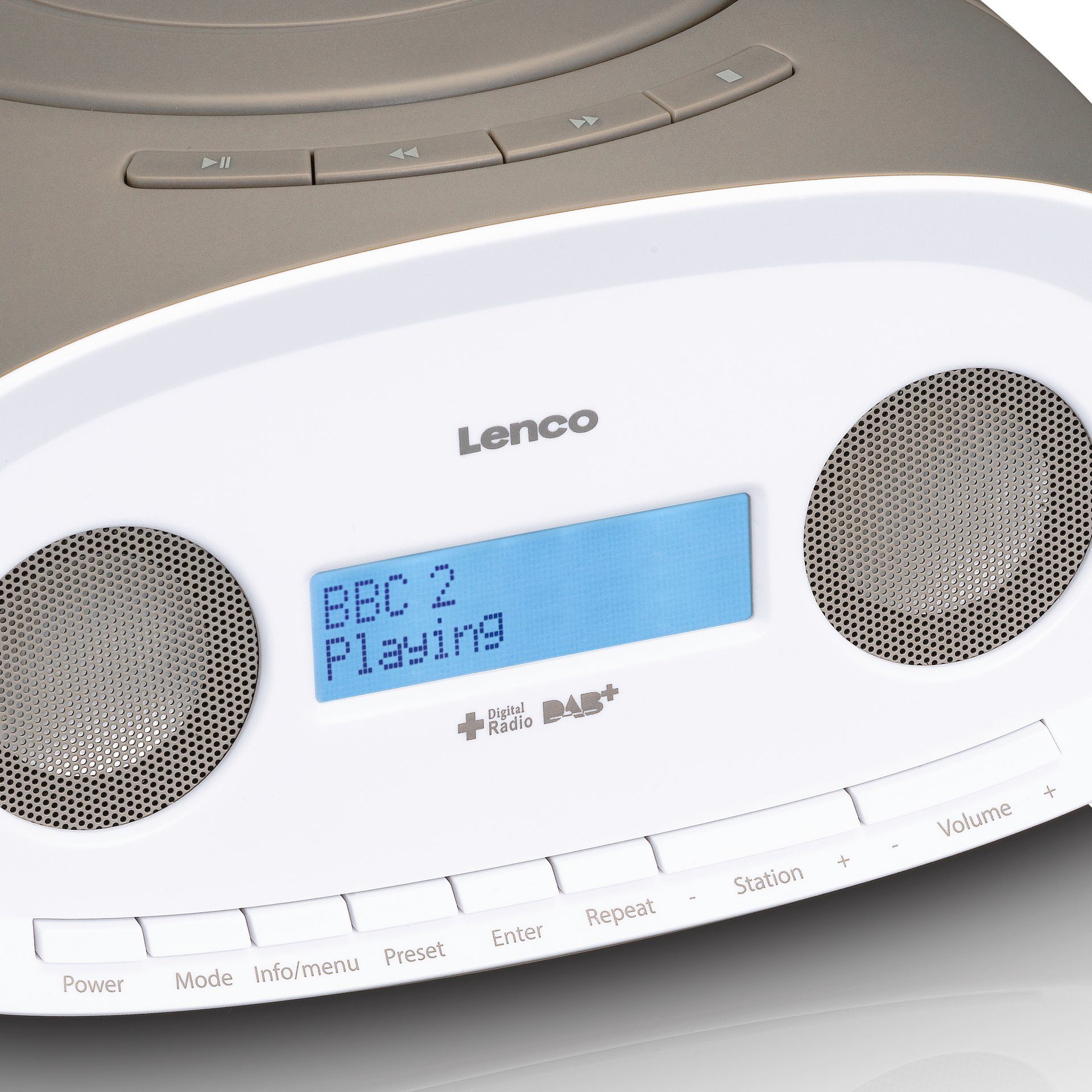 Taupe Radio Lenco SCD-69TP Boombox CD Player, Radio DAB Lenco